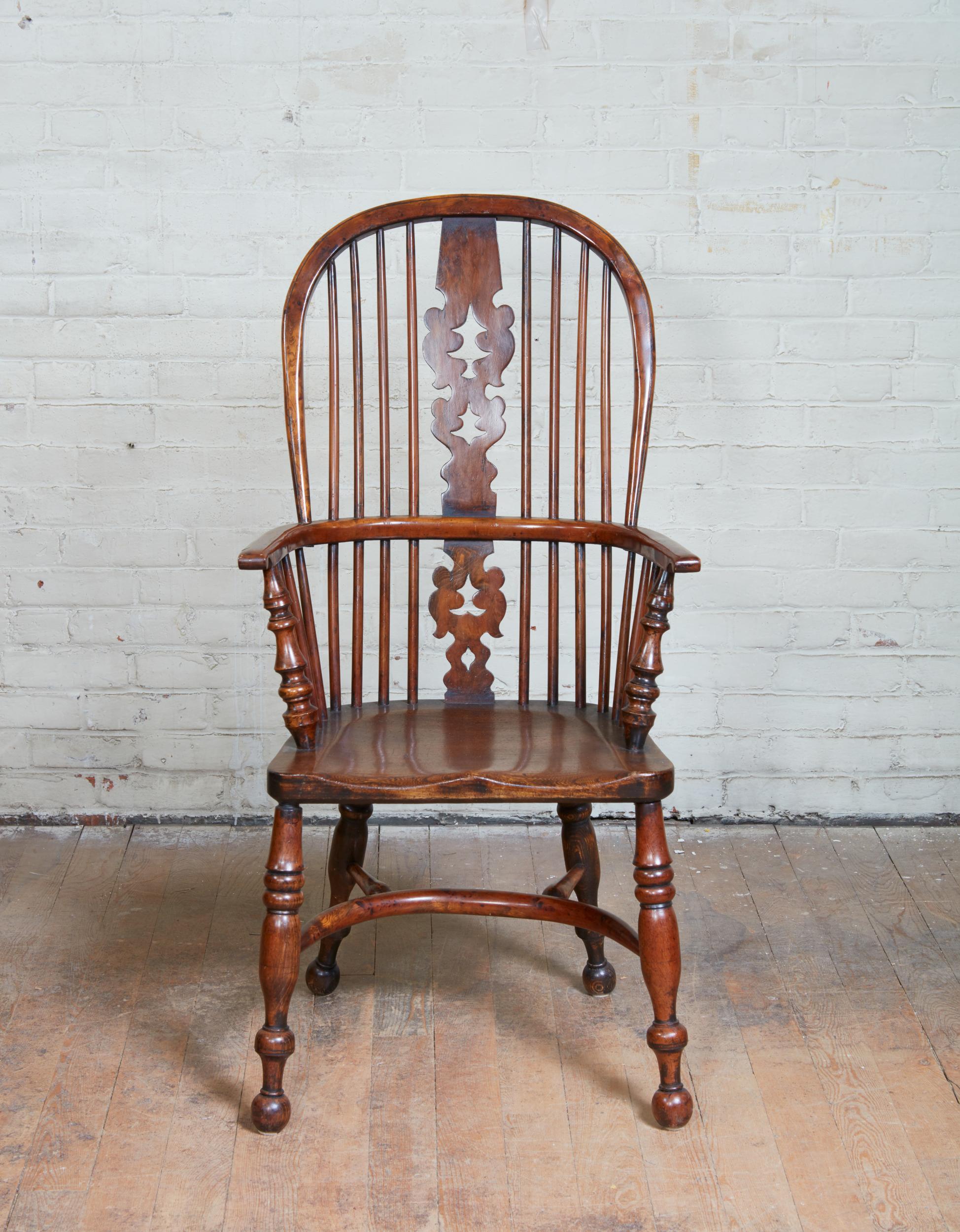 Country Set of Eight Yew Wood Windsor Chairs