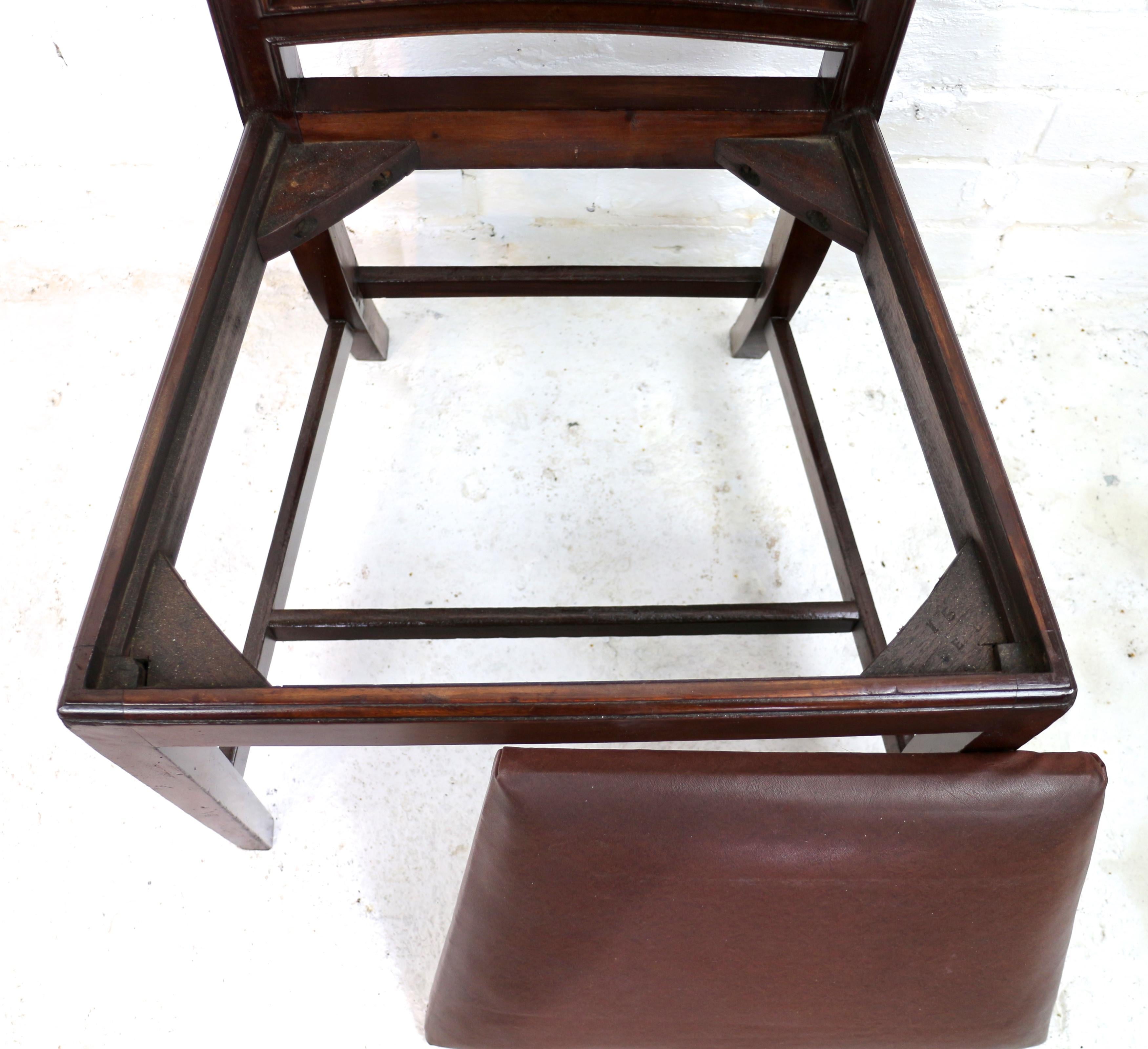 Set of Eighteen Antique English 19th Century Mahogany Square Back Dining Chairs 14