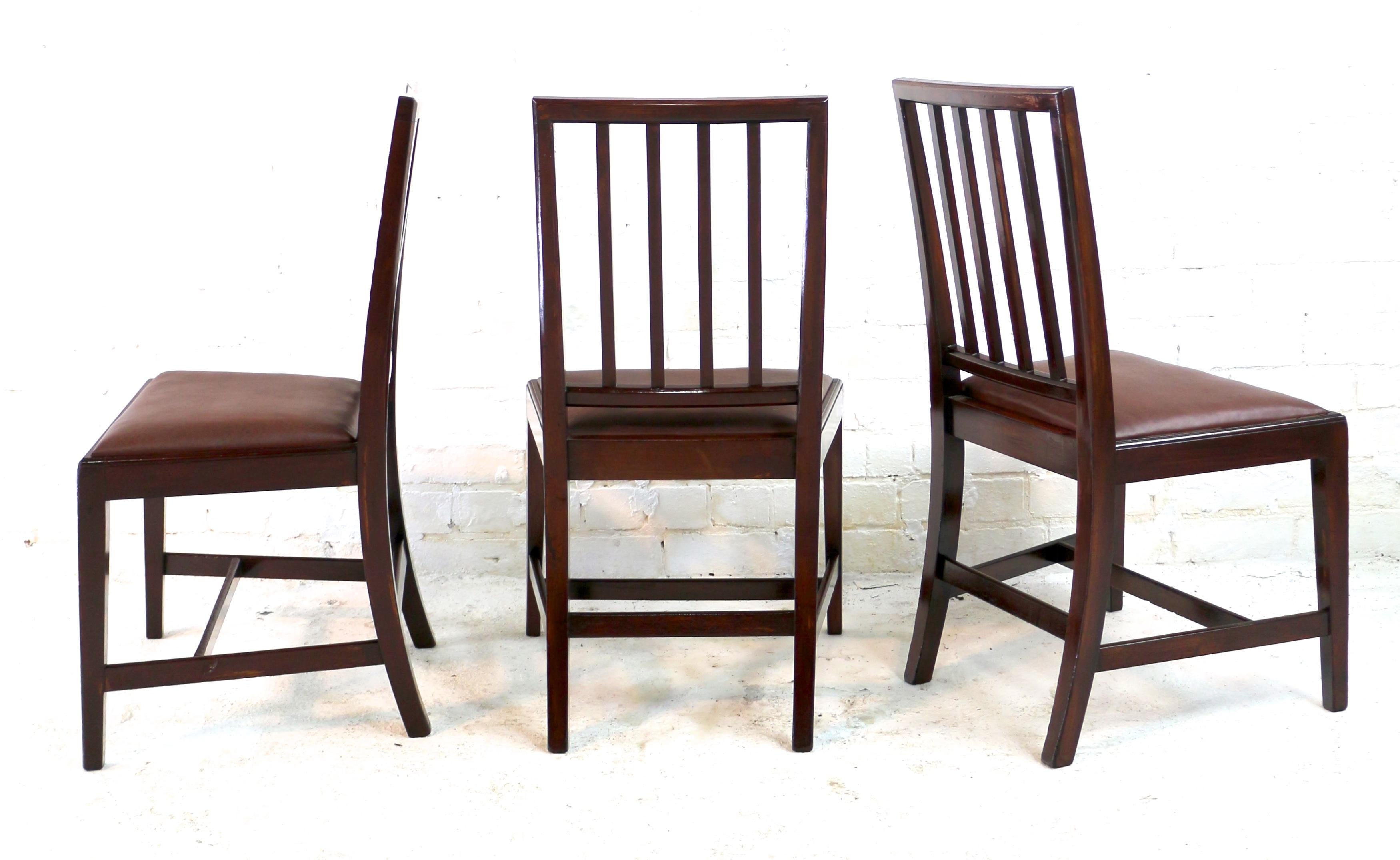 Faux Leather Set of Eighteen Antique English 19th Century Mahogany Square Back Dining Chairs For Sale