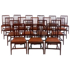 Set of Eighteen Used English 19th Century Mahogany Square Back Dining Chairs