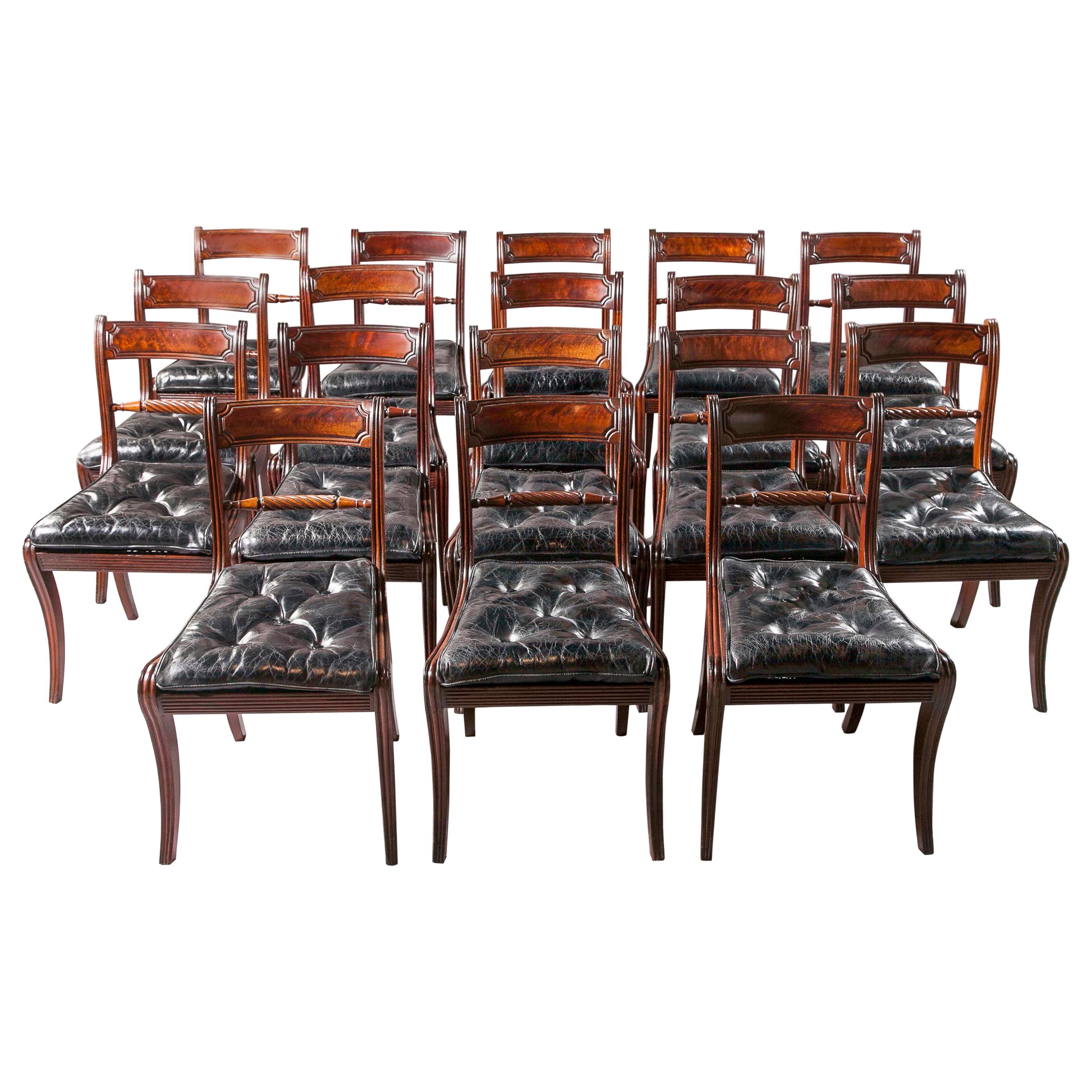 Set of Eighteen Regency Dining Chairs