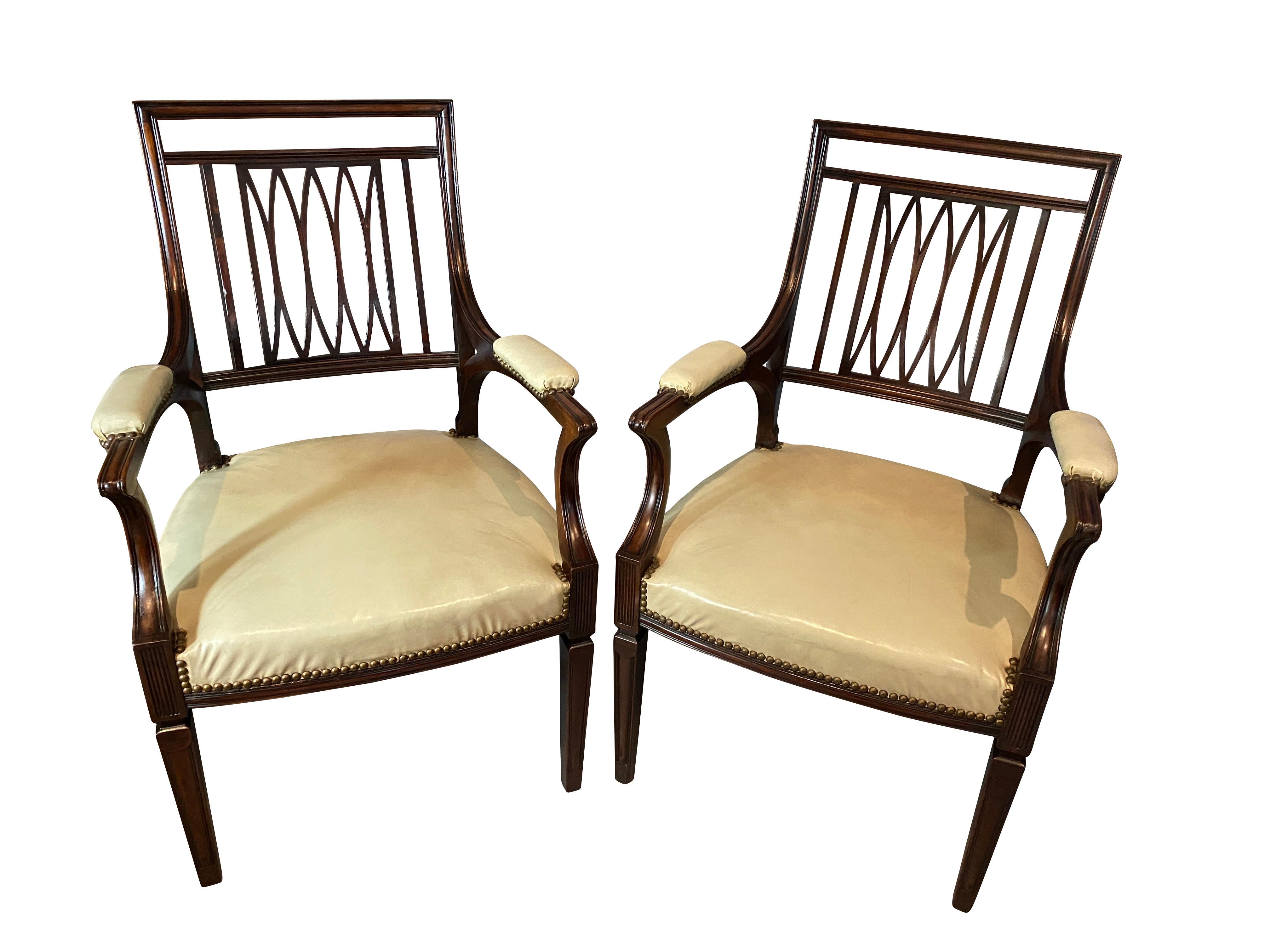 English Set of Eighteen George III Style Mahogany Dining Chairs
