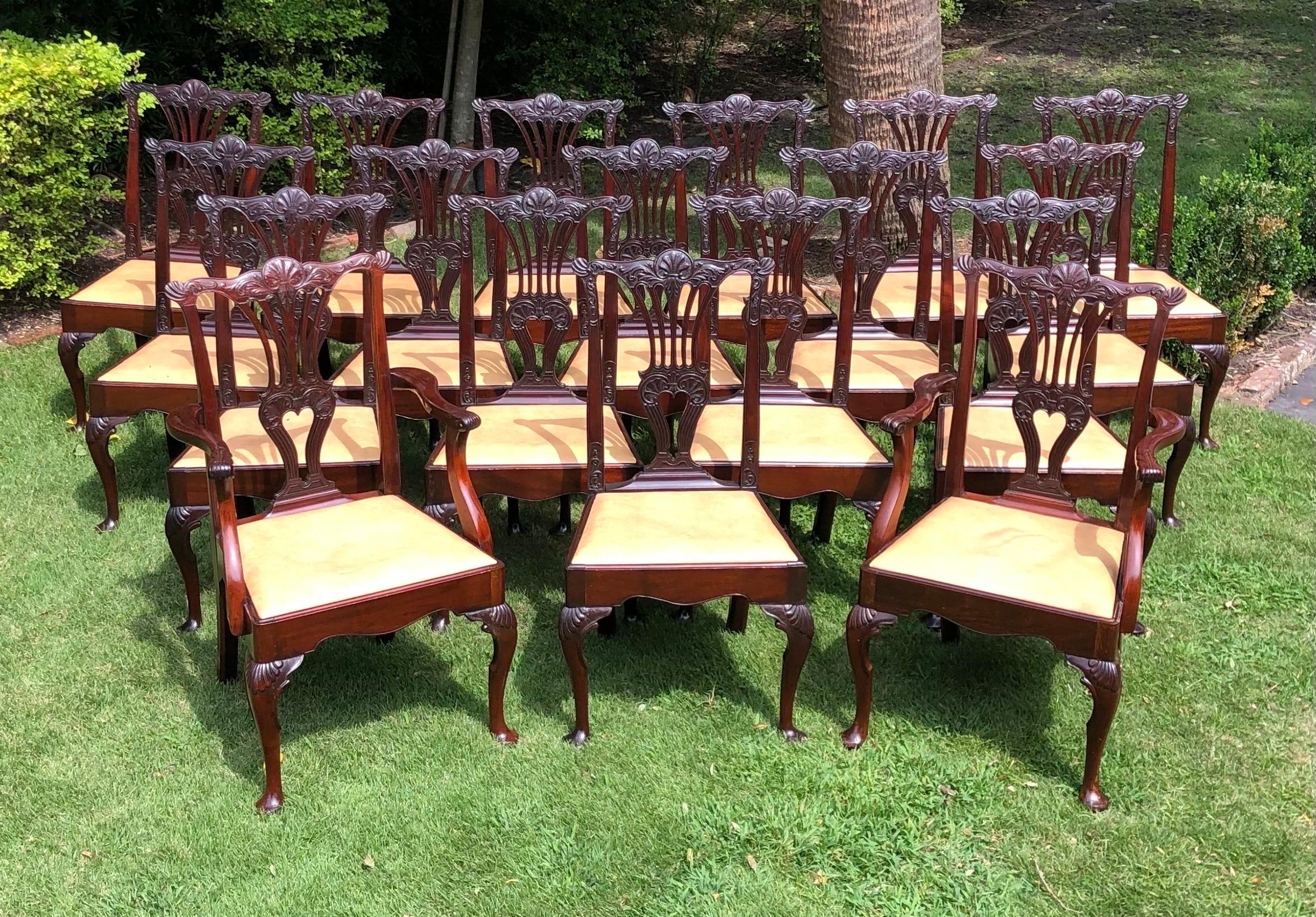 Ensemble de dix-huit chaises de salle à manger anglaises géorgiennes, 19e siècle en vente 3