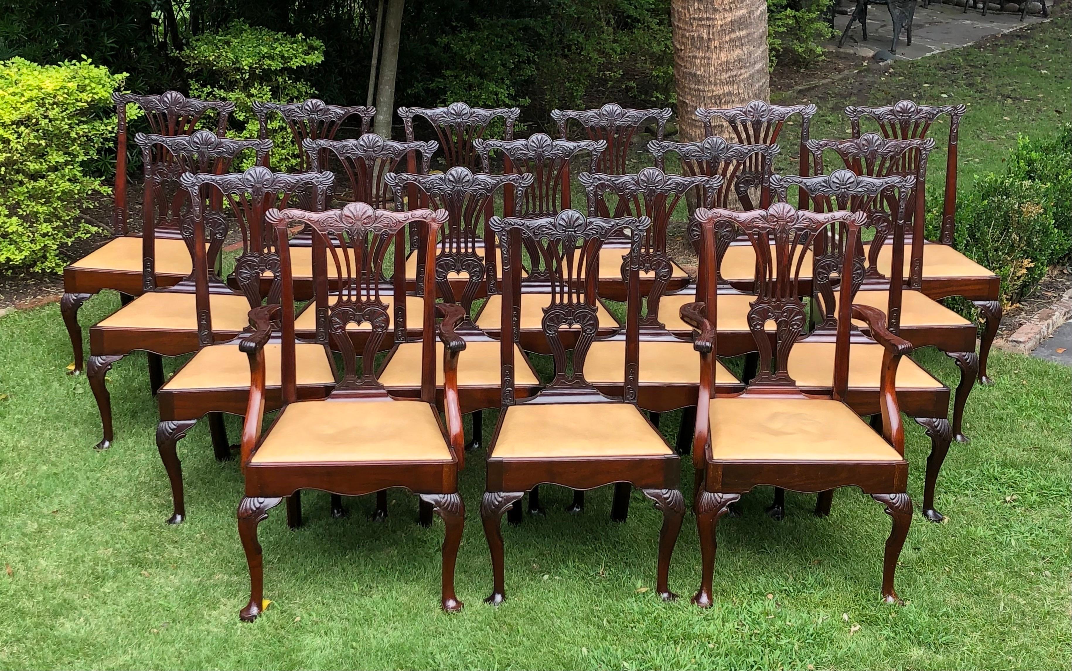 Ensemble de dix-huit chaises de salle à manger anglaises géorgiennes, 19e siècle en vente 12
