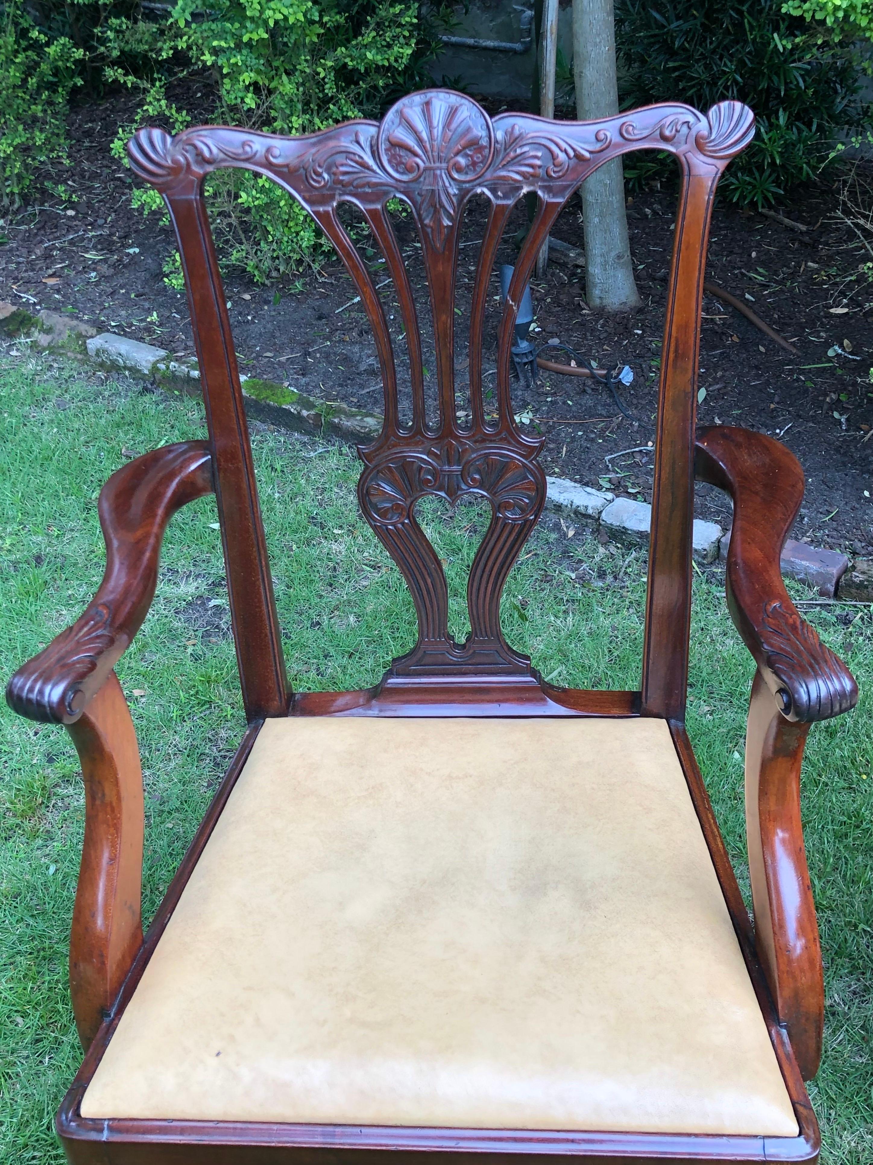 Acajou Ensemble de dix-huit chaises de salle à manger anglaises géorgiennes, 19e siècle en vente