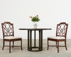 Set of Eighteen Organic Modern Rattan Leather Dining Chairs