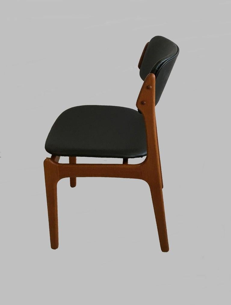 Mid-20th Century Set of Eigth Fully Restored Erik Buch Teak Dining Chairs with Leather Upholstery
