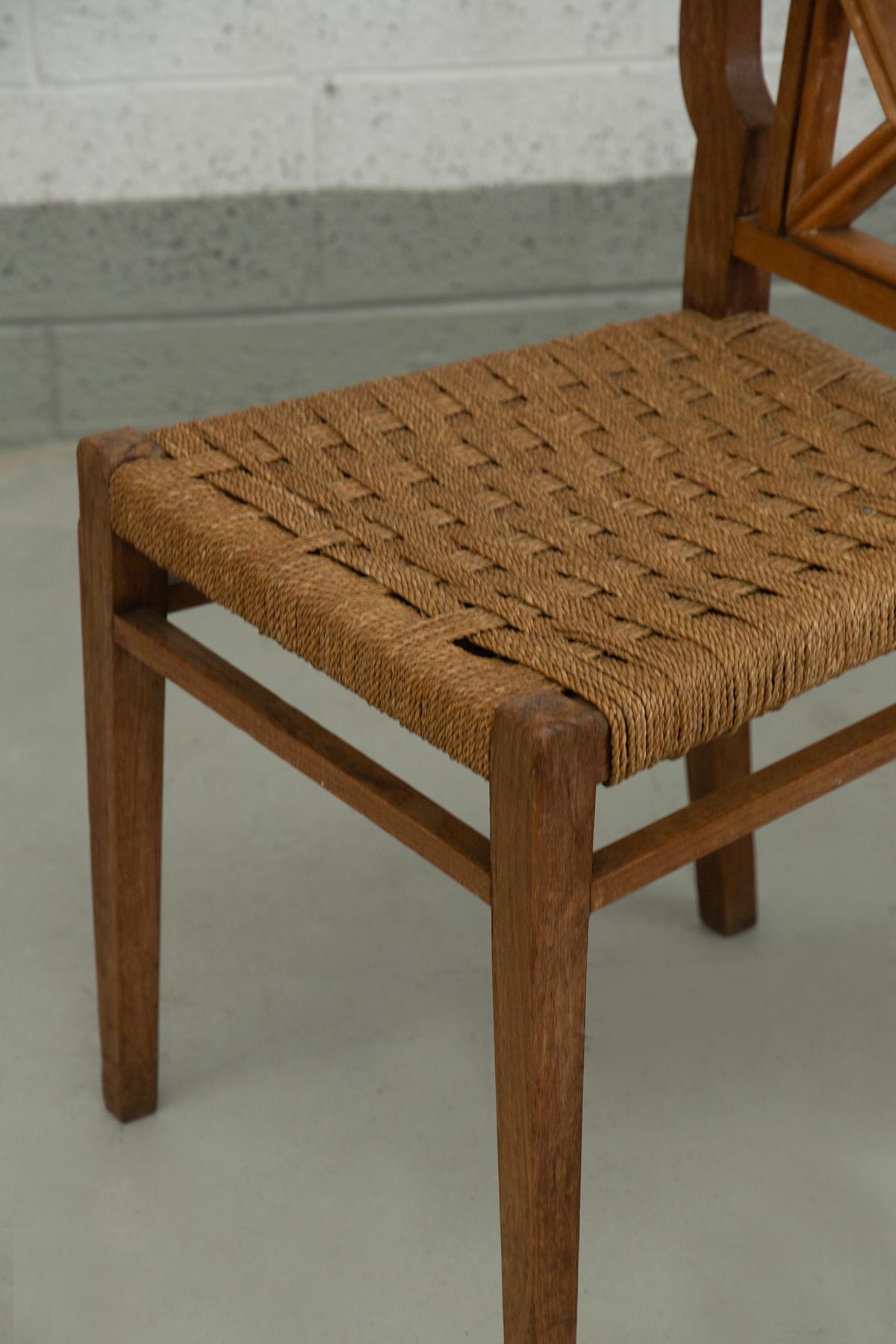 Set of eigth italian dining chairs by Paolo Buffa attr. in rope en vente 3