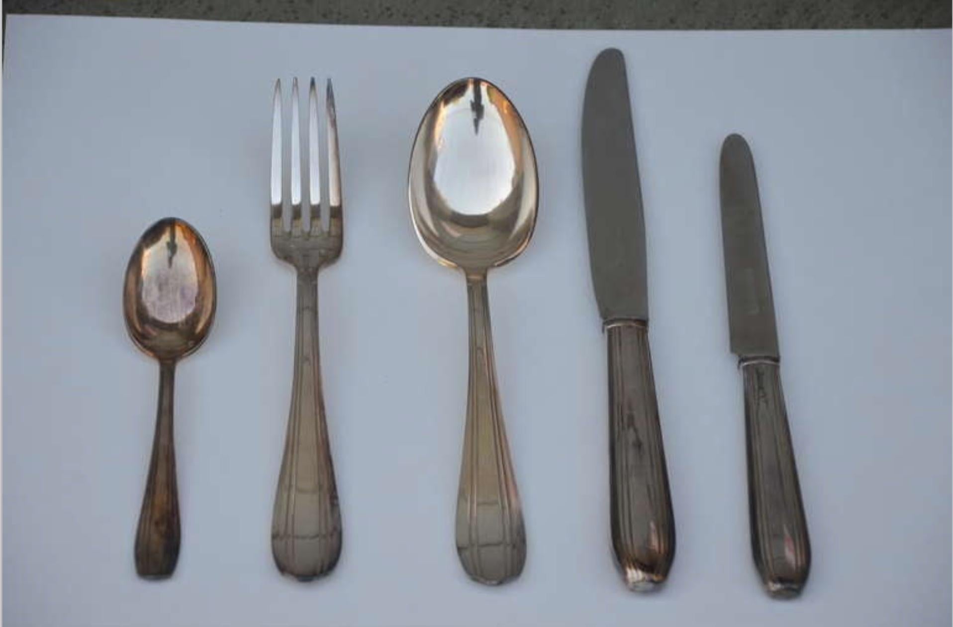 French Set of Elegant Frech Art Deco Silver Tableware For Sale