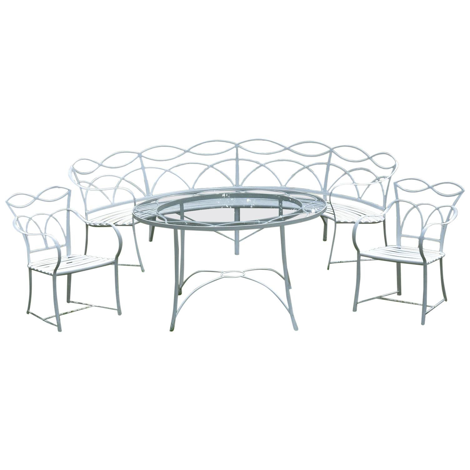 Set of Elegant Wrought-Iron Dining Furniture
