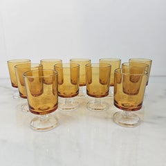 Set of Eleven Amber Glasses, France 1970s