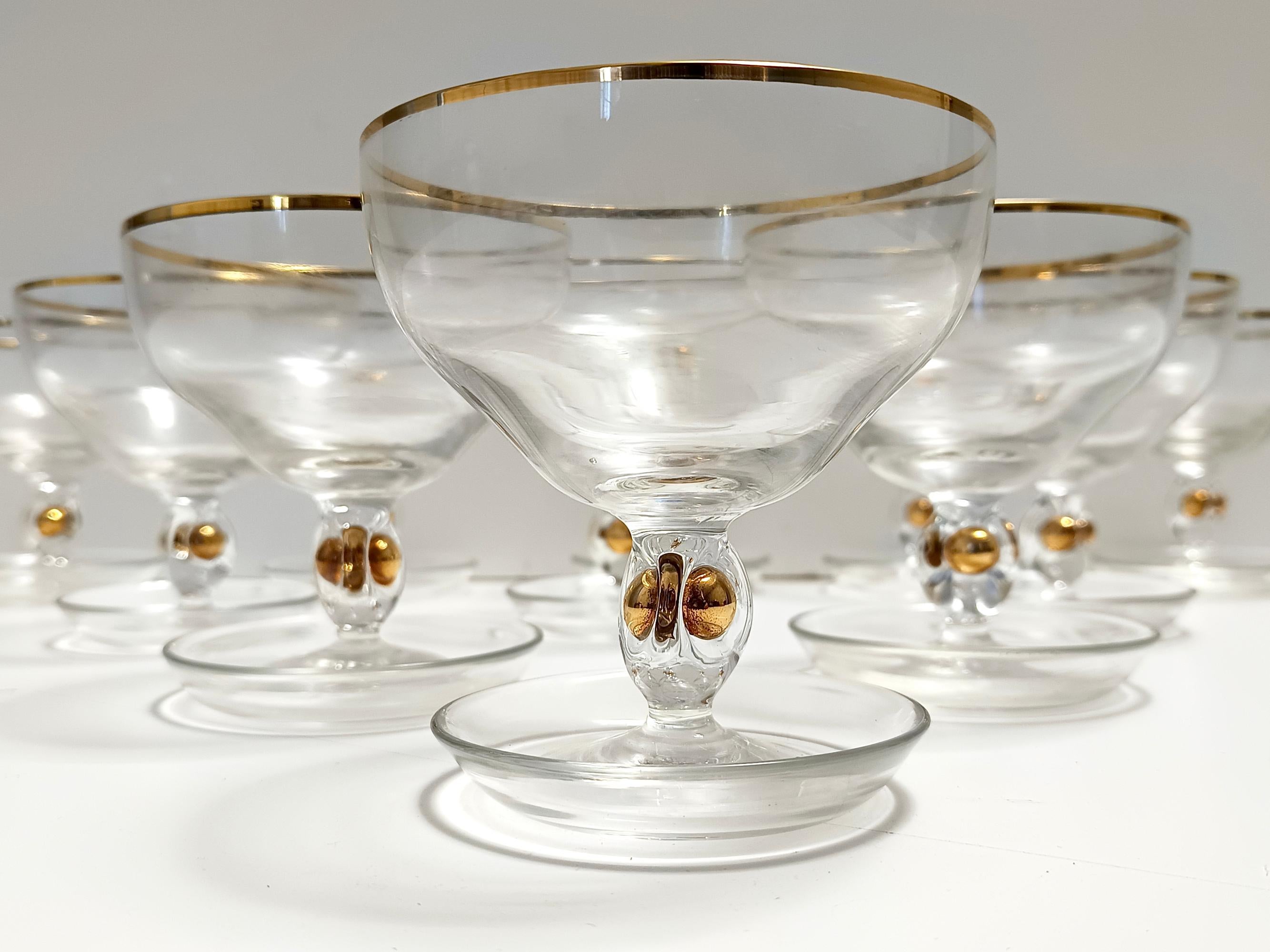 Set von elf böhmischen Kristall-Dessertschalen von Jozef Stanik im Zustand „Hervorragend“ im Angebot in Bresso, Lombardy