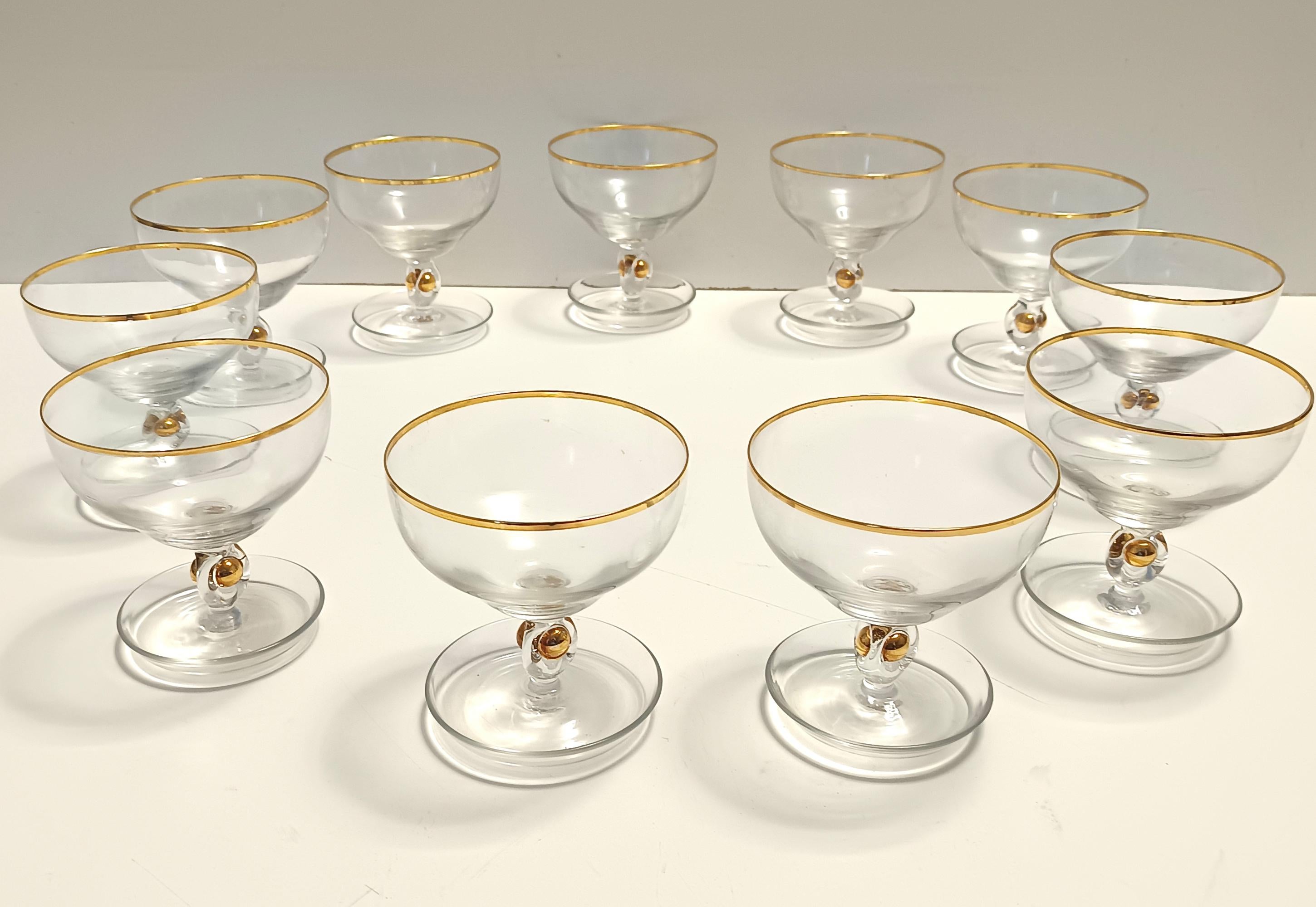 Set von elf böhmischen Kristall-Dessertschalen von Jozef Stanik (Mitte des 20. Jahrhunderts) im Angebot