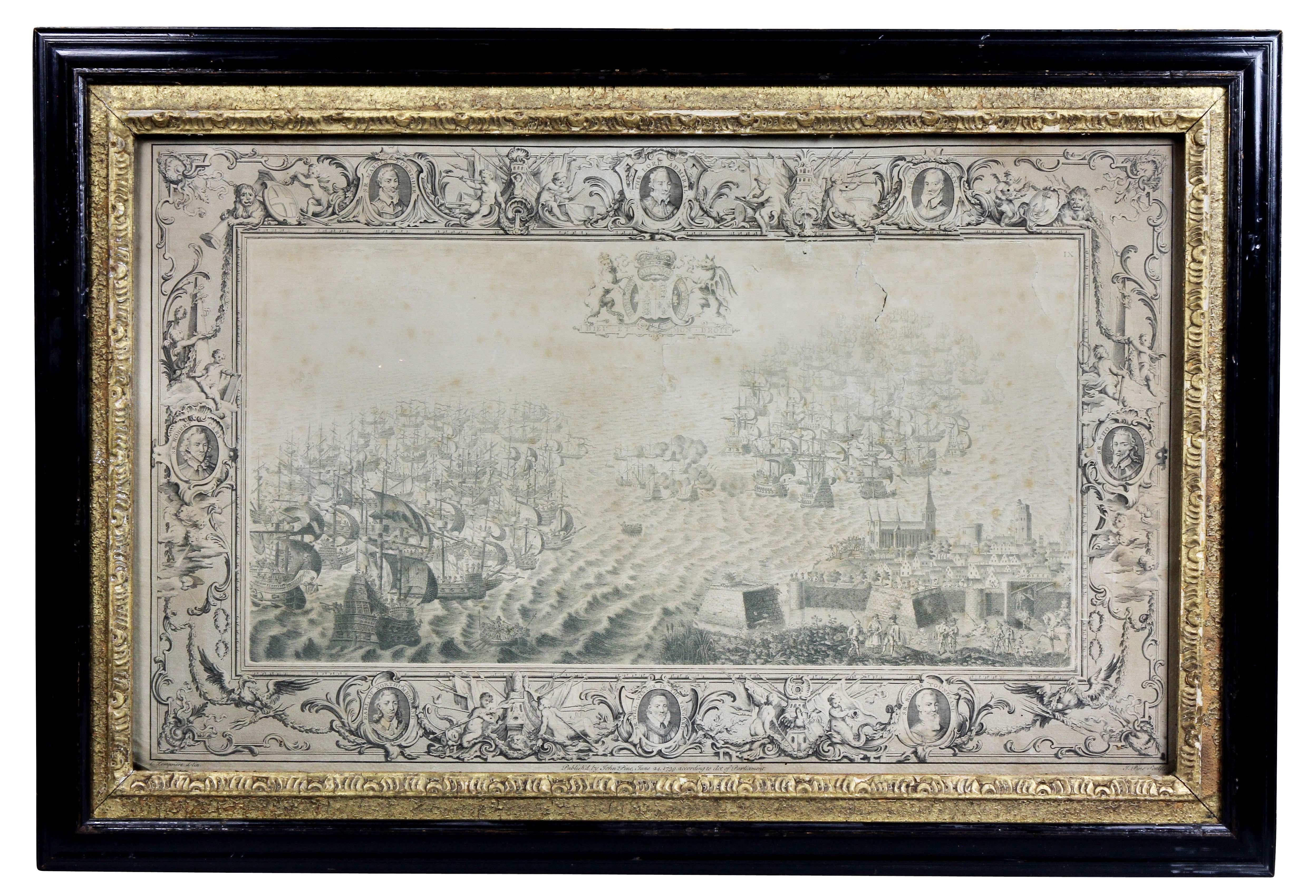 Set of Eleven Colored Engravings of the Defeat of the Spanish Armada For Sale 4