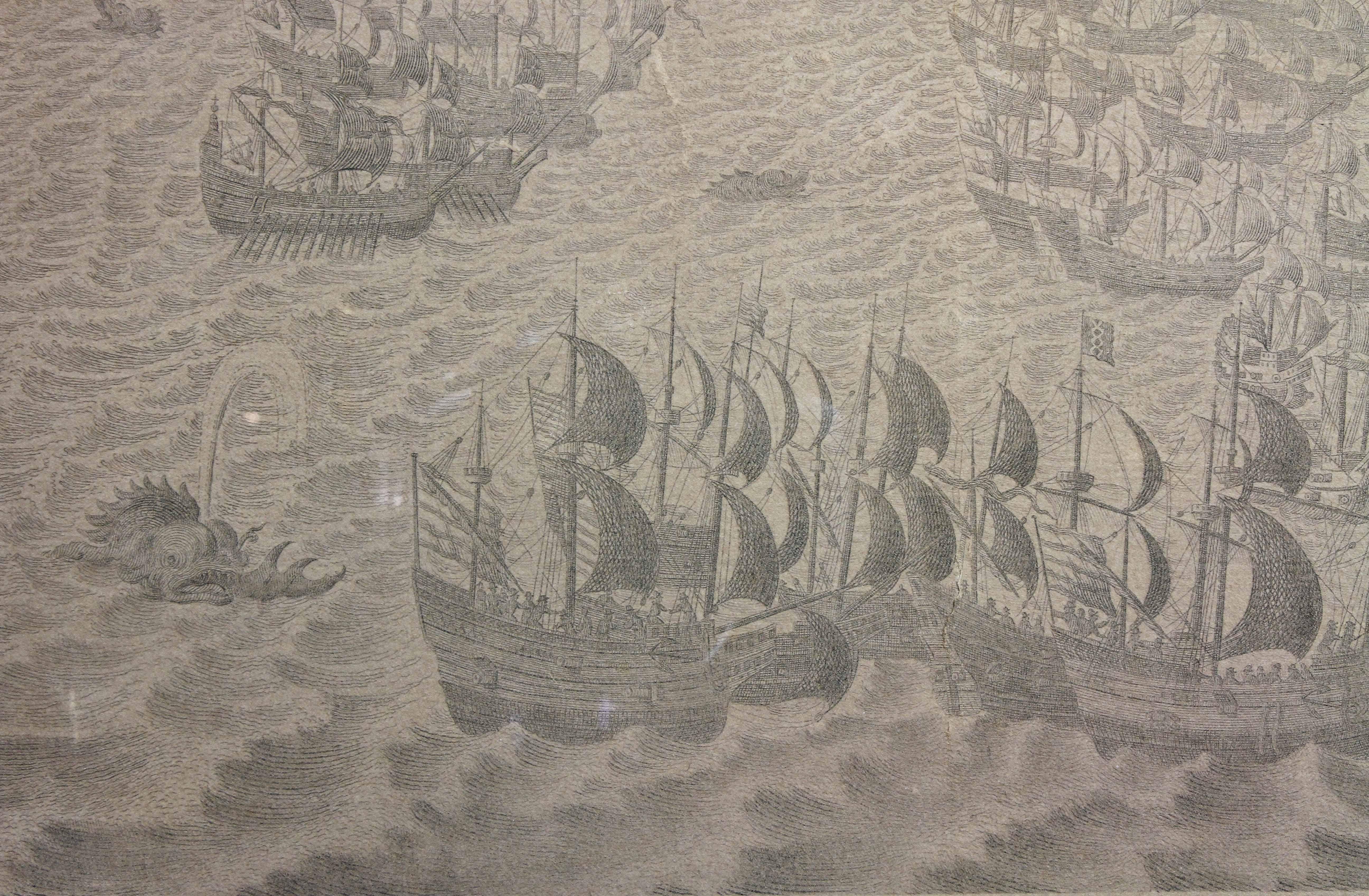Set of Eleven Colored Engravings of the Defeat of the Spanish Armada For Sale 6