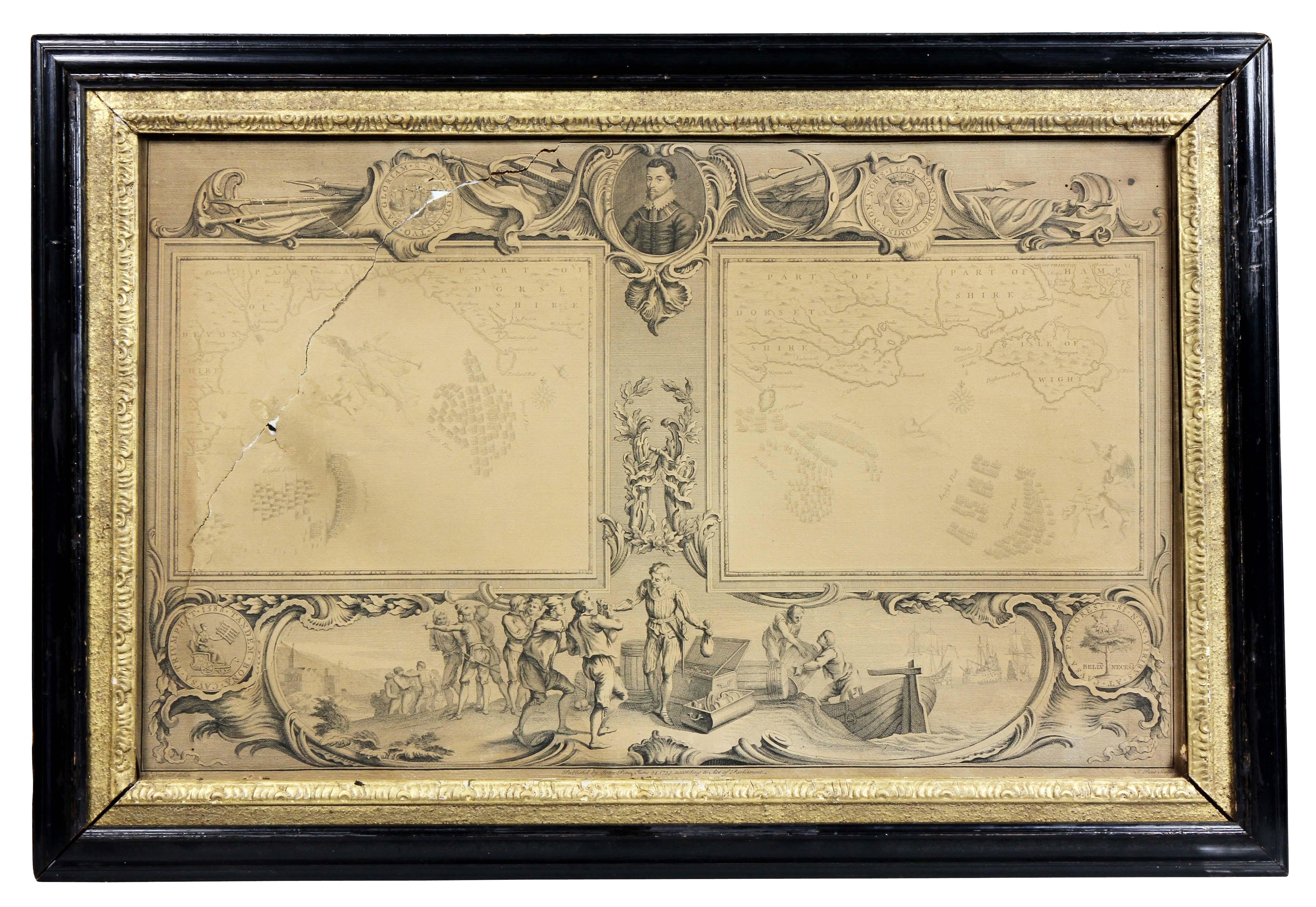 Set of Eleven Colored Engravings of the Defeat of the Spanish Armada For Sale 7