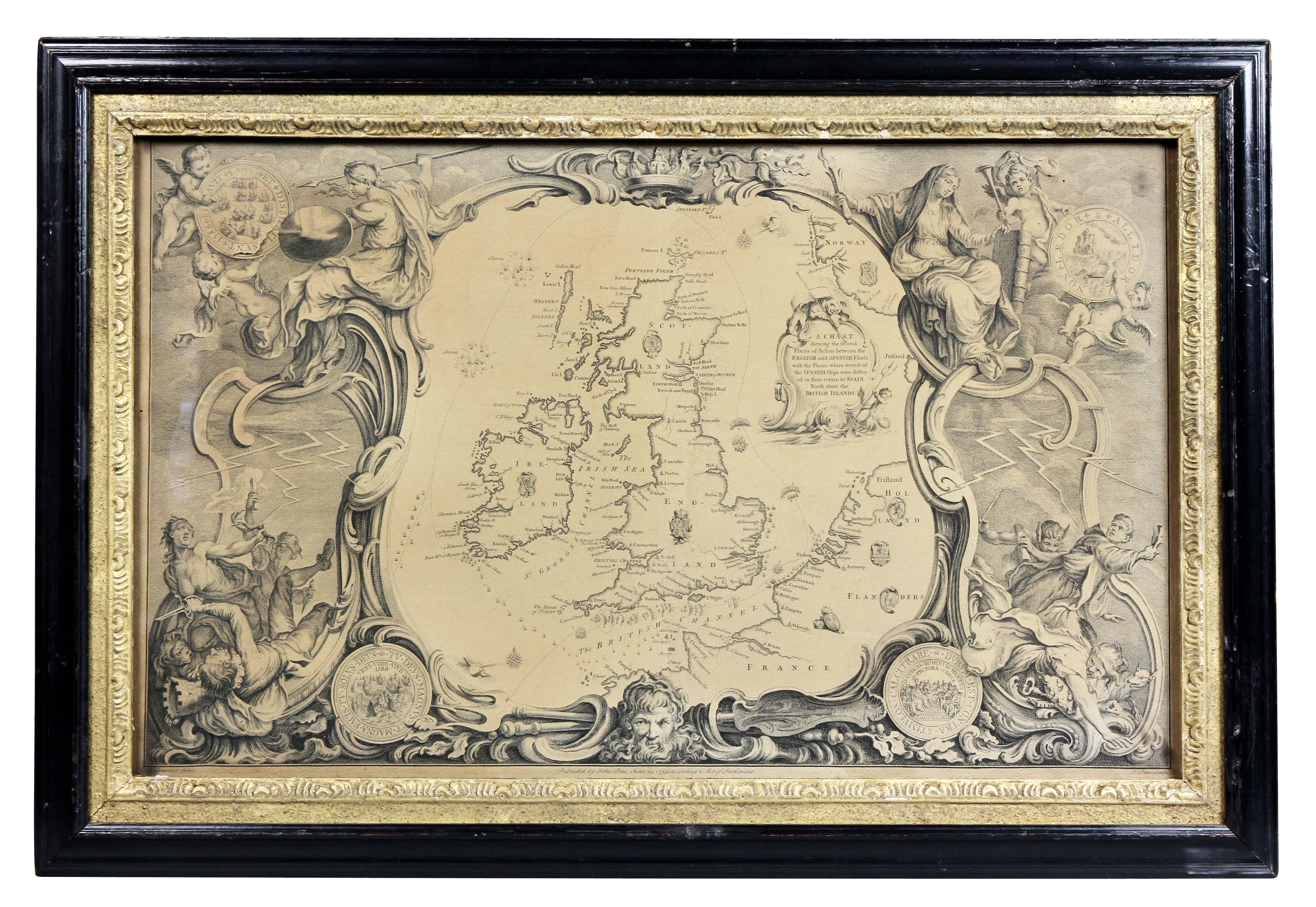 Set of Eleven Colored Engravings of the Defeat of the Spanish Armada For Sale 8