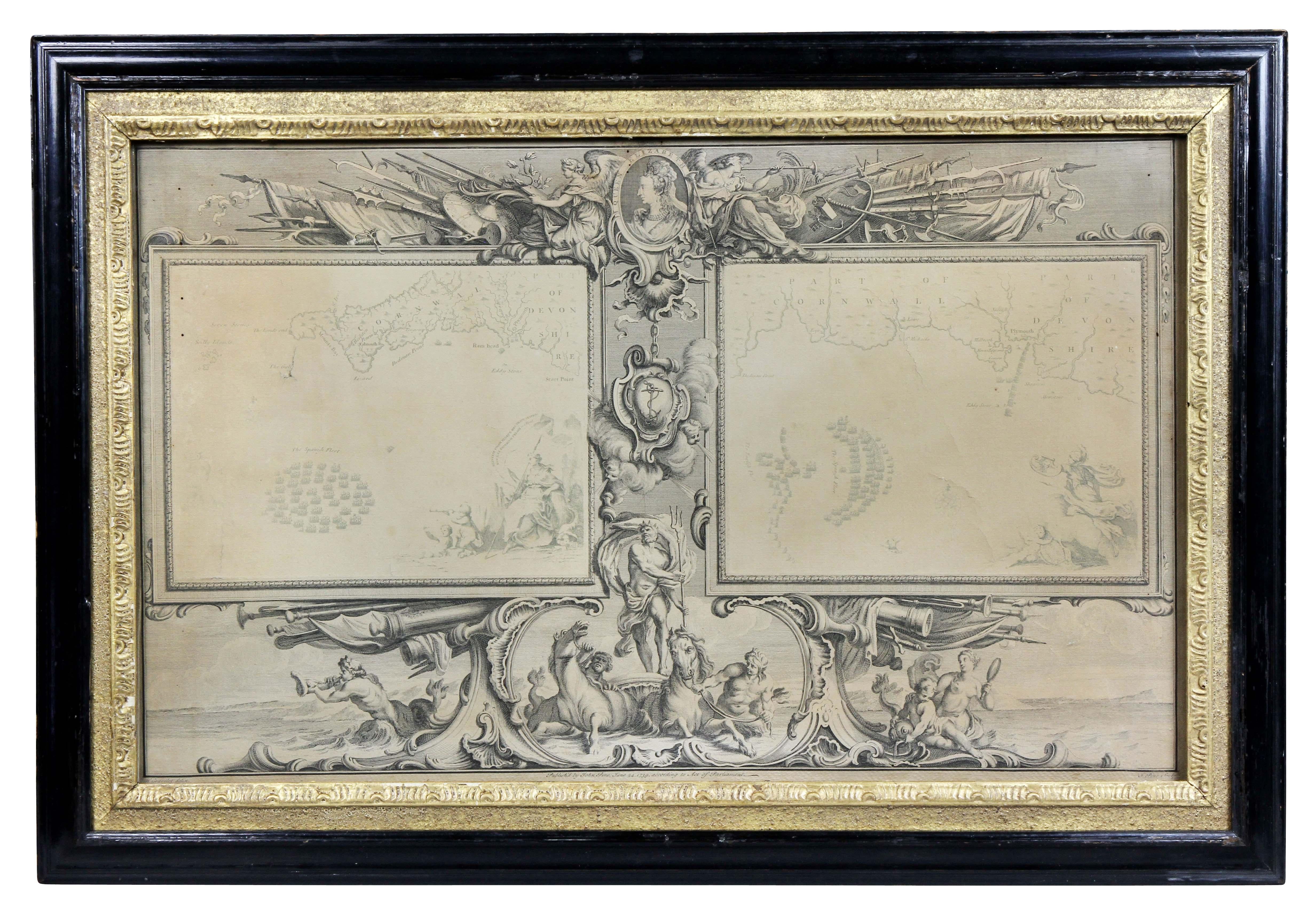 Paper Set of Eleven Colored Engravings of the Defeat of the Spanish Armada For Sale