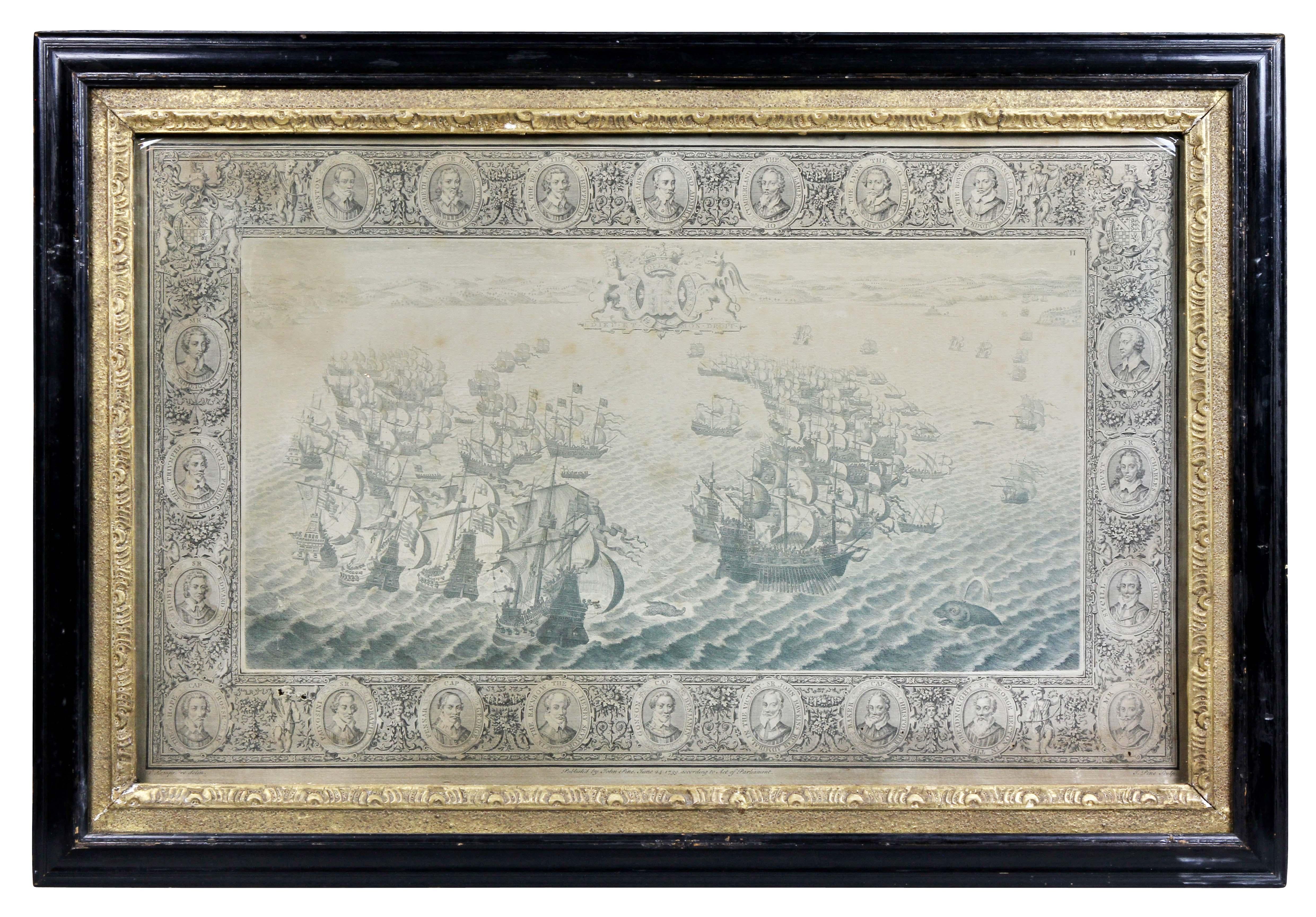 Set of Eleven Colored Engravings of the Defeat of the Spanish Armada For Sale 3