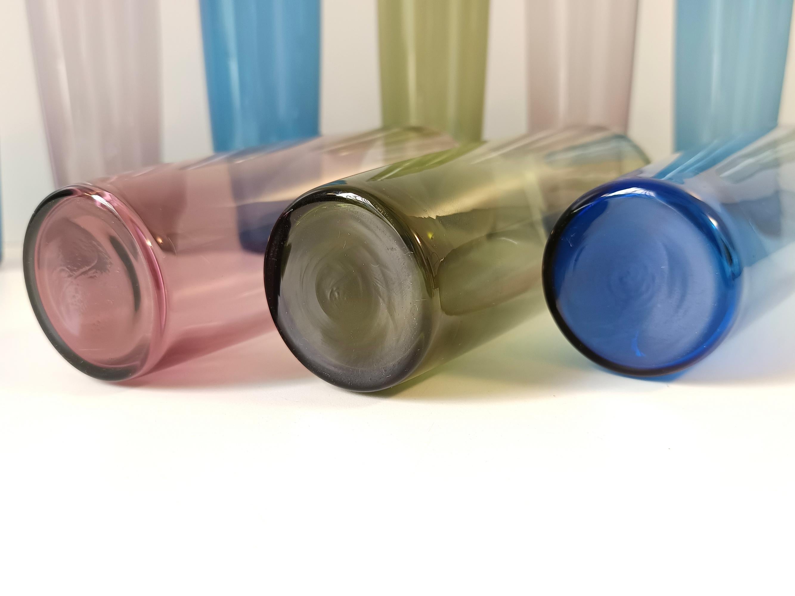 Set of Eleven Colored Glass Drinking Glasses by Tapio Wirkkala for Iittala 5