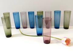 Set of Eleven Colored Glass Drinking Glasses by Tapio Wirkkala for Iittala
