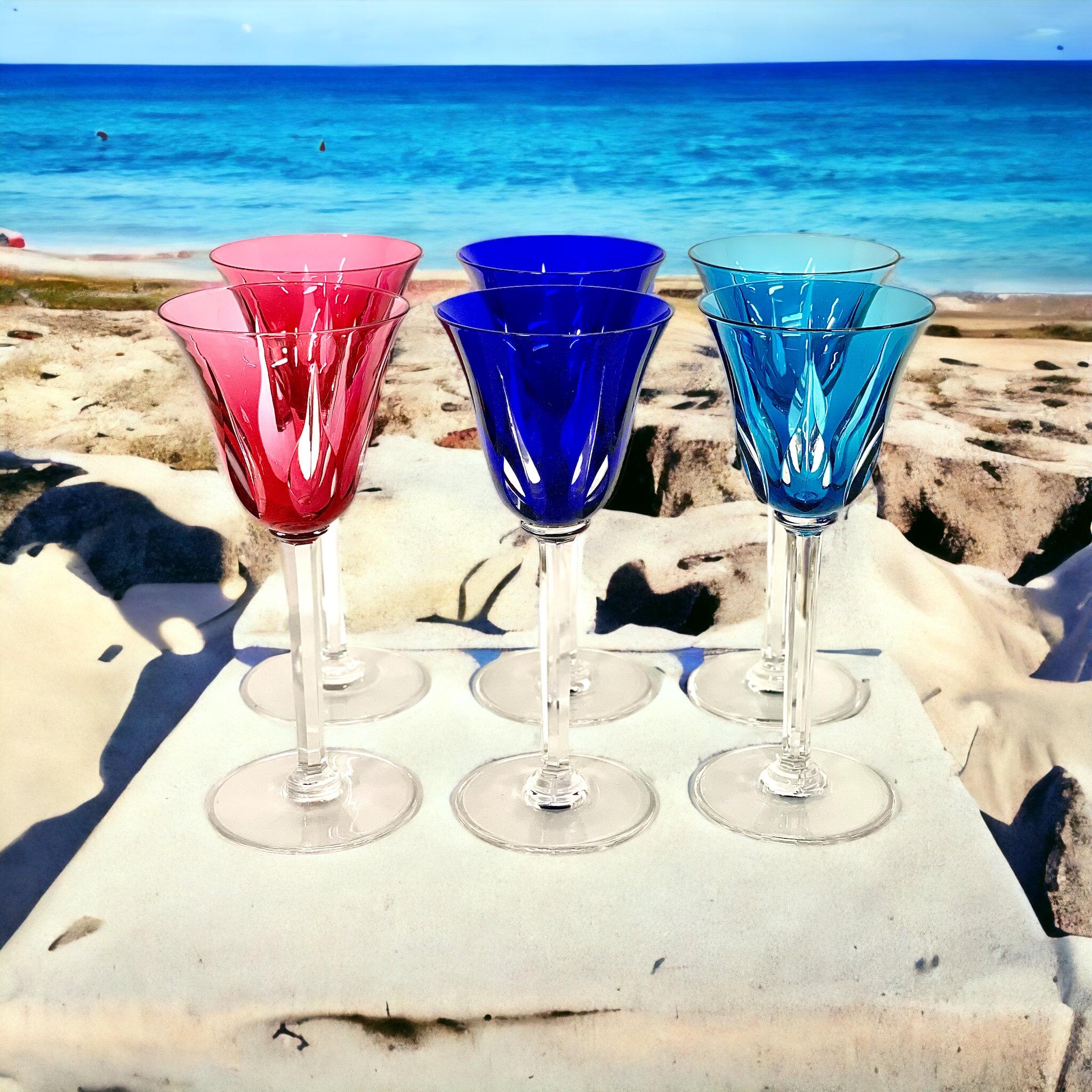Saint Louis Set of Eleven Colourful Crystal Glasses  For Sale 13