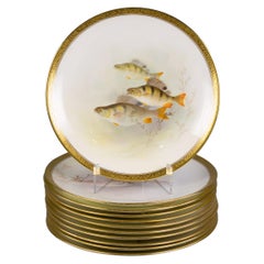 Set of Eleven English Porcelain Fish Plates, Royal Doulton, circa 1890