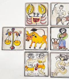 Set of Eleven Italian Tiles by Giovanni DeSimone, After Picasso, Circa 1960s