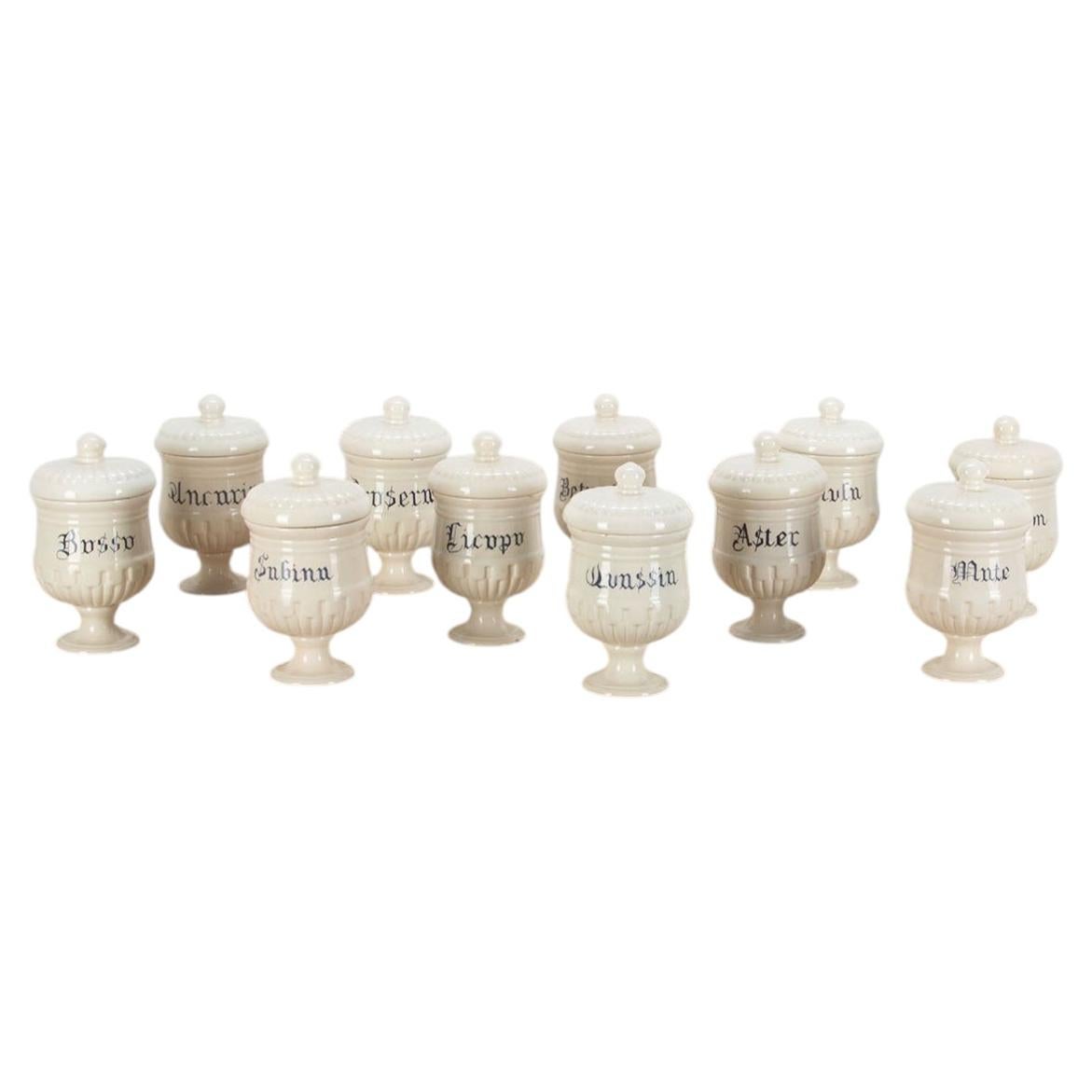 Set of Eleven Late 19th Century Italian Apothecary Jars