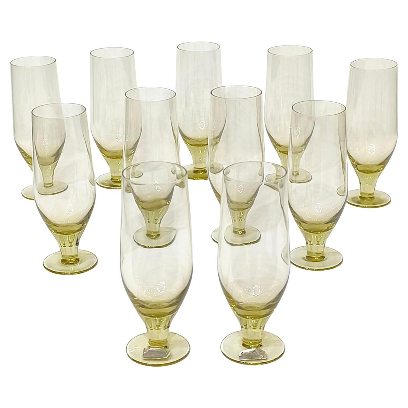 Set of Eleven Liquor Glasses by Ekenäs Sweden Glassworks, Barware, Footed Glass