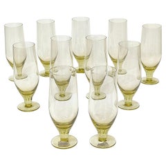Vintage Set of Eleven Liquor Glasses by Ekenäs Sweden Glassworks, Barware, Footed Glass