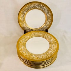 Set of Eleven Minton Porcelain Ball Dinner Plates Made for T. Goode LTD, London