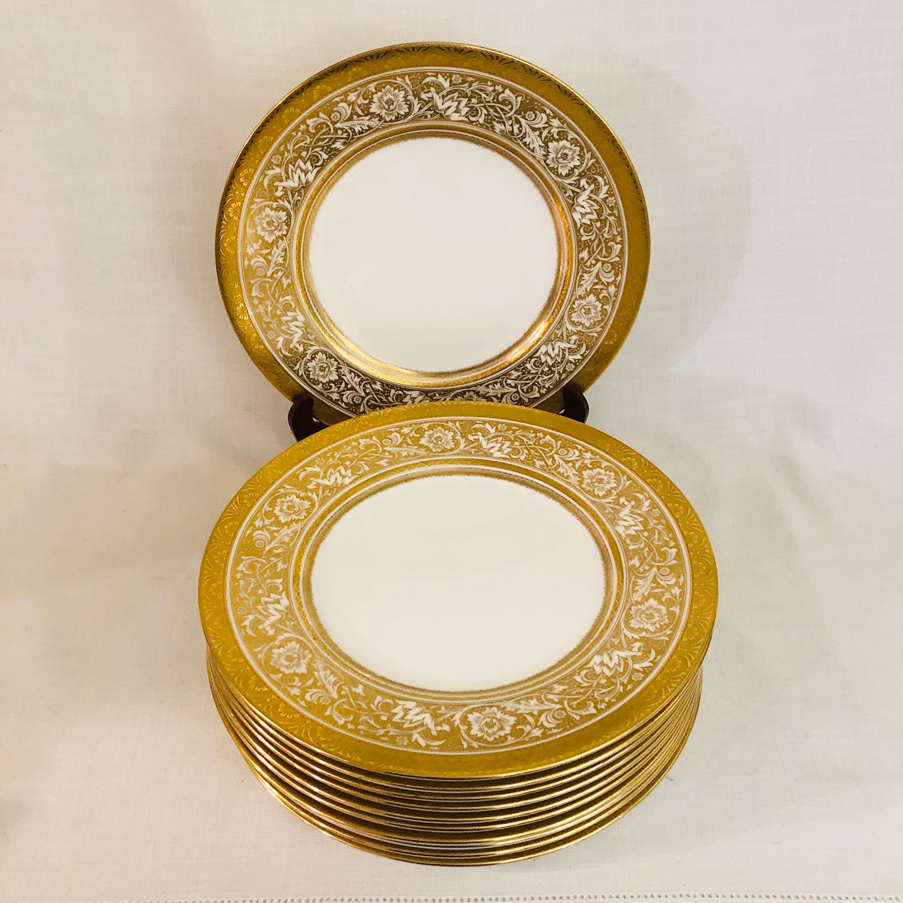 Set of Eleven Minton Porcelain Ball Dinner Plates Made for T. Goode LTD, London For Sale 1