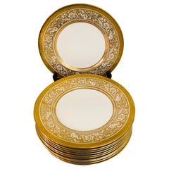 Antique Set of Eleven Minton Porcelain Ball Dinner Plates Made for T. Goode LTD, London