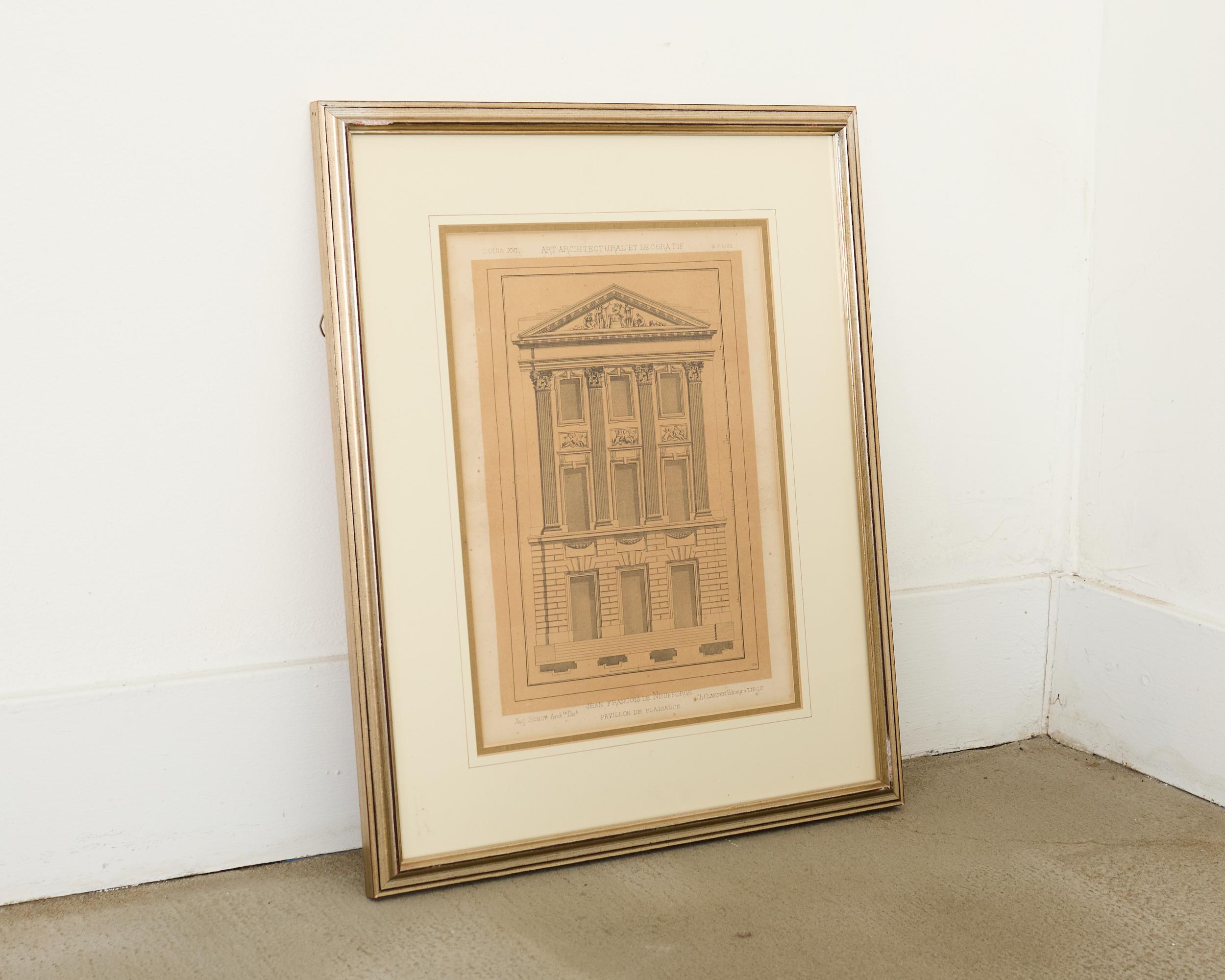 Set of Eleven Neoclassical Style French Architectural Framed Prints For Sale 6