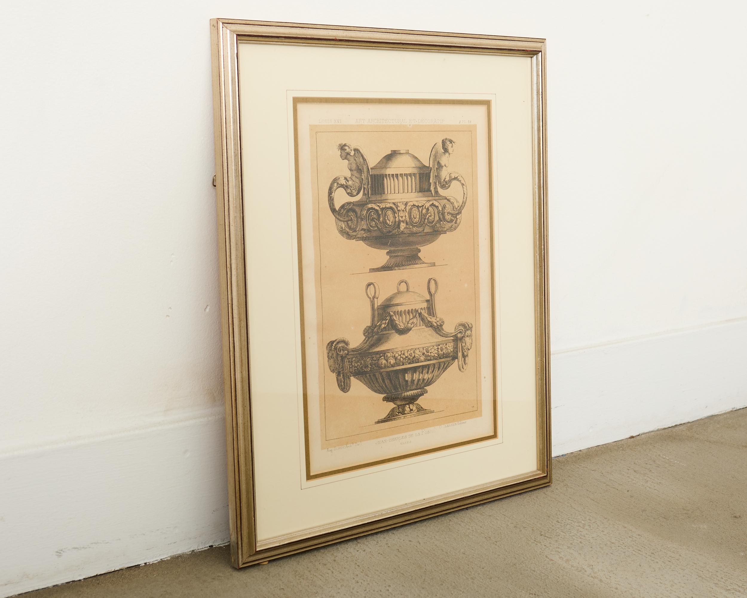 Glass Set of Eleven Neoclassical Style French Architectural Framed Prints For Sale