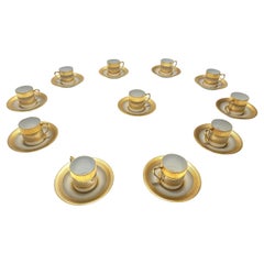 Set of Eleven Porcelain and Pure Gold Coffee Cups by Hutschenreuther, Germany