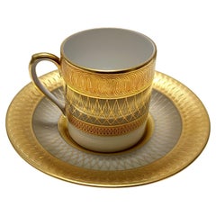 Juego de once tazas de café de porcelana y oro puro de Hutschenreuther, Alemania