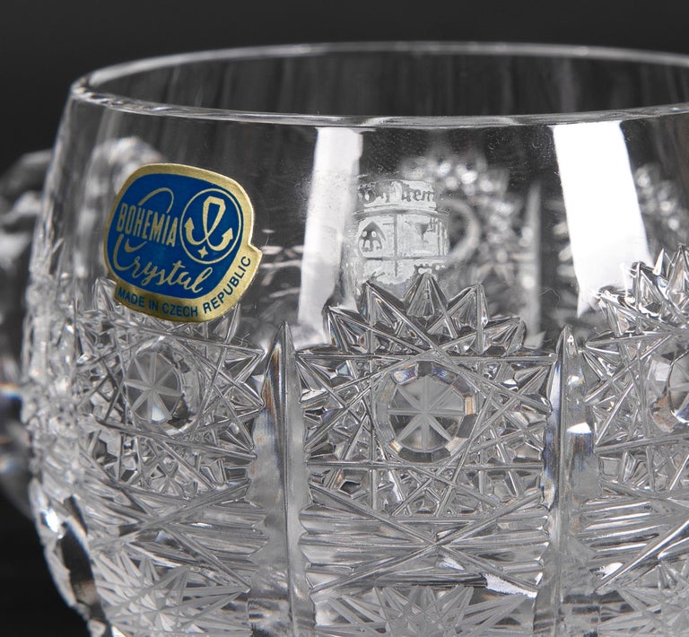 Set of Eleven Small HandCut Bohemian Crystal Glasses For Sale at