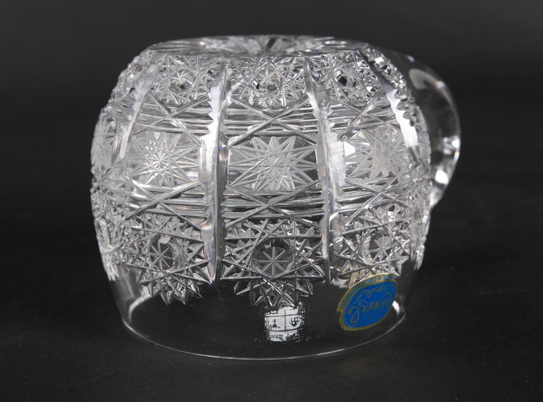 Set of Eleven Small HandCut Bohemian Crystal Glasses For Sale at