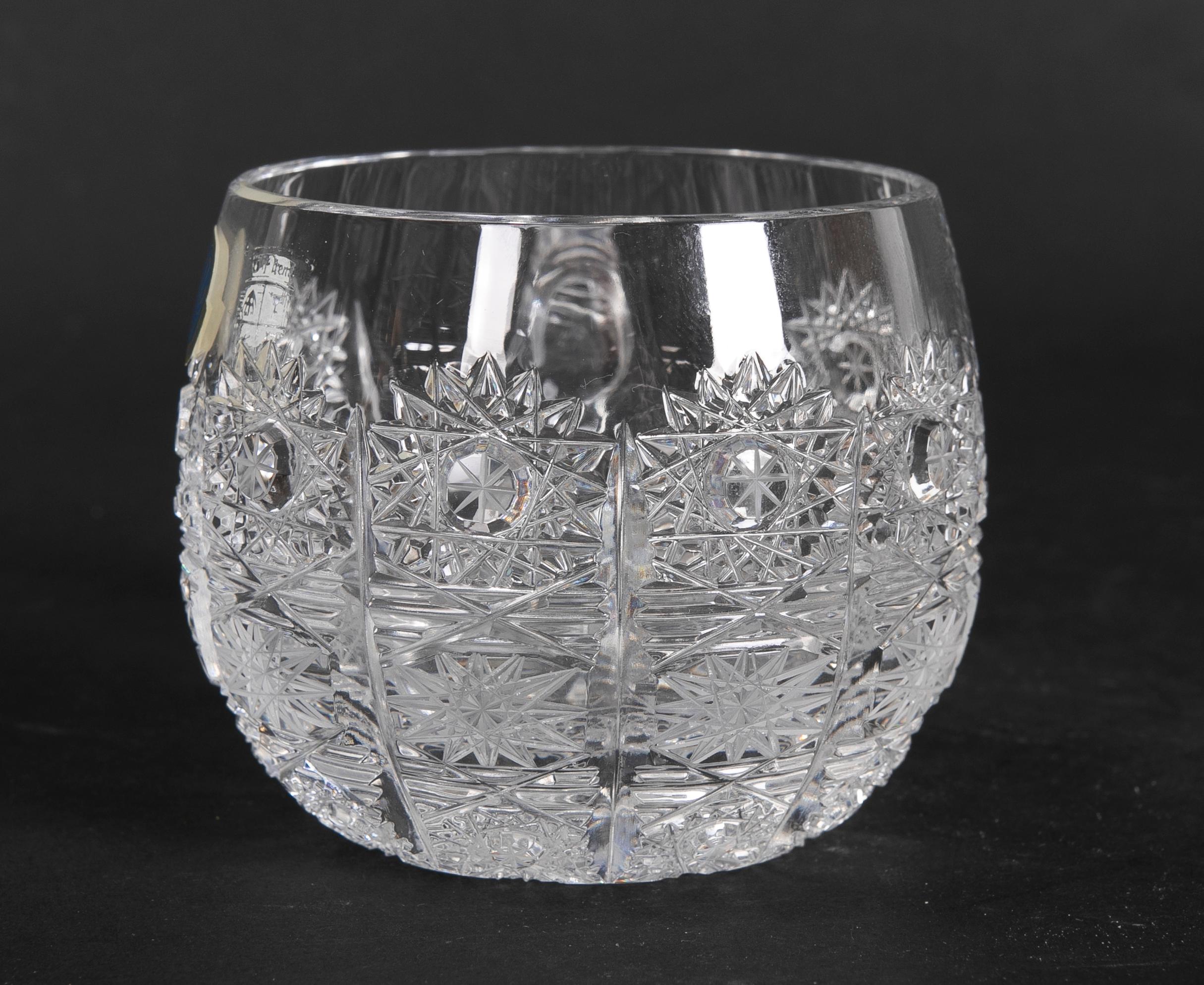 Czech Set of Eleven Small Hand-Cut Bohemian Crystal Glasses  For Sale