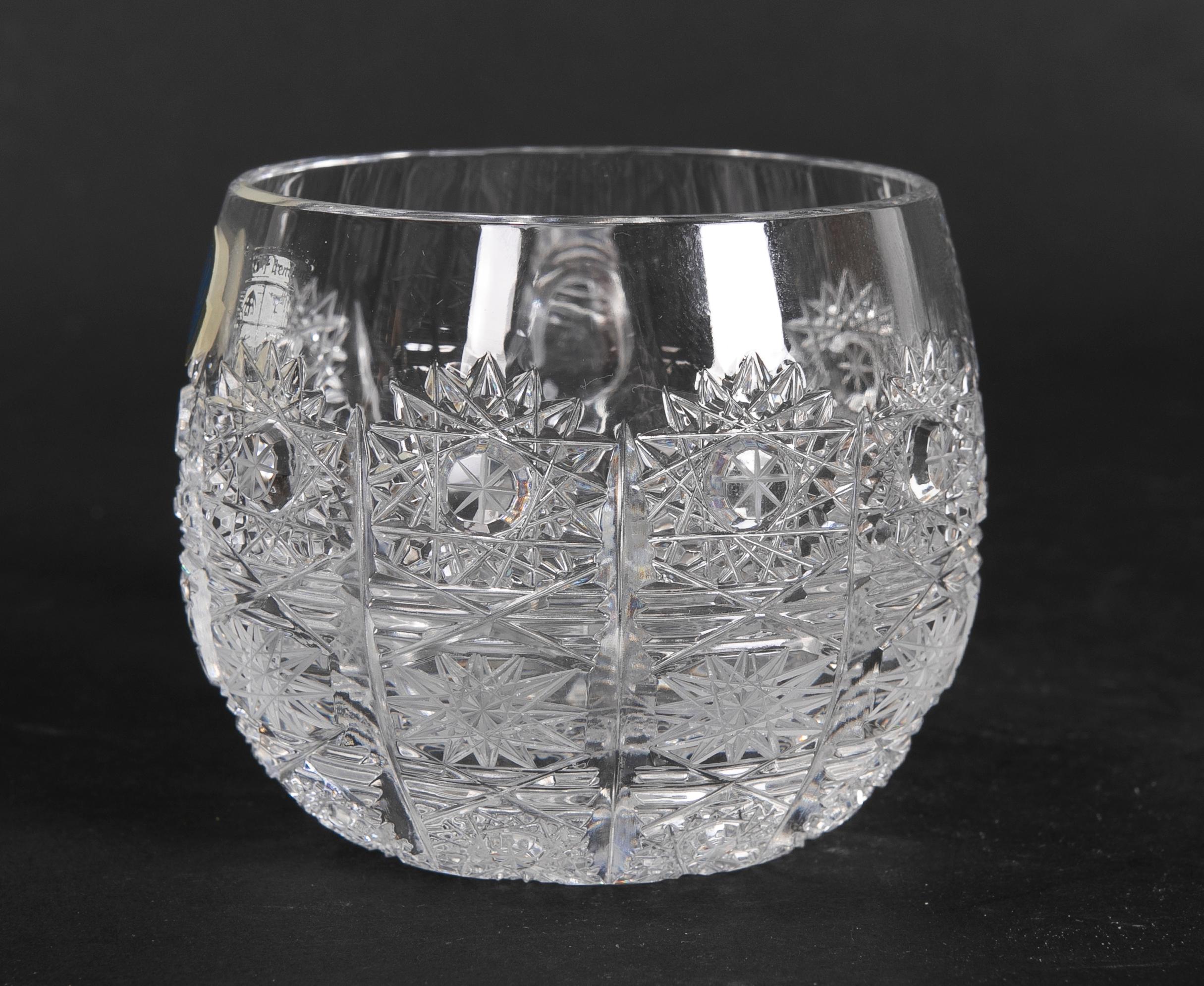 Czech Set of Eleven Small Hand-Cut Bohemian Crystal Glasses For Sale