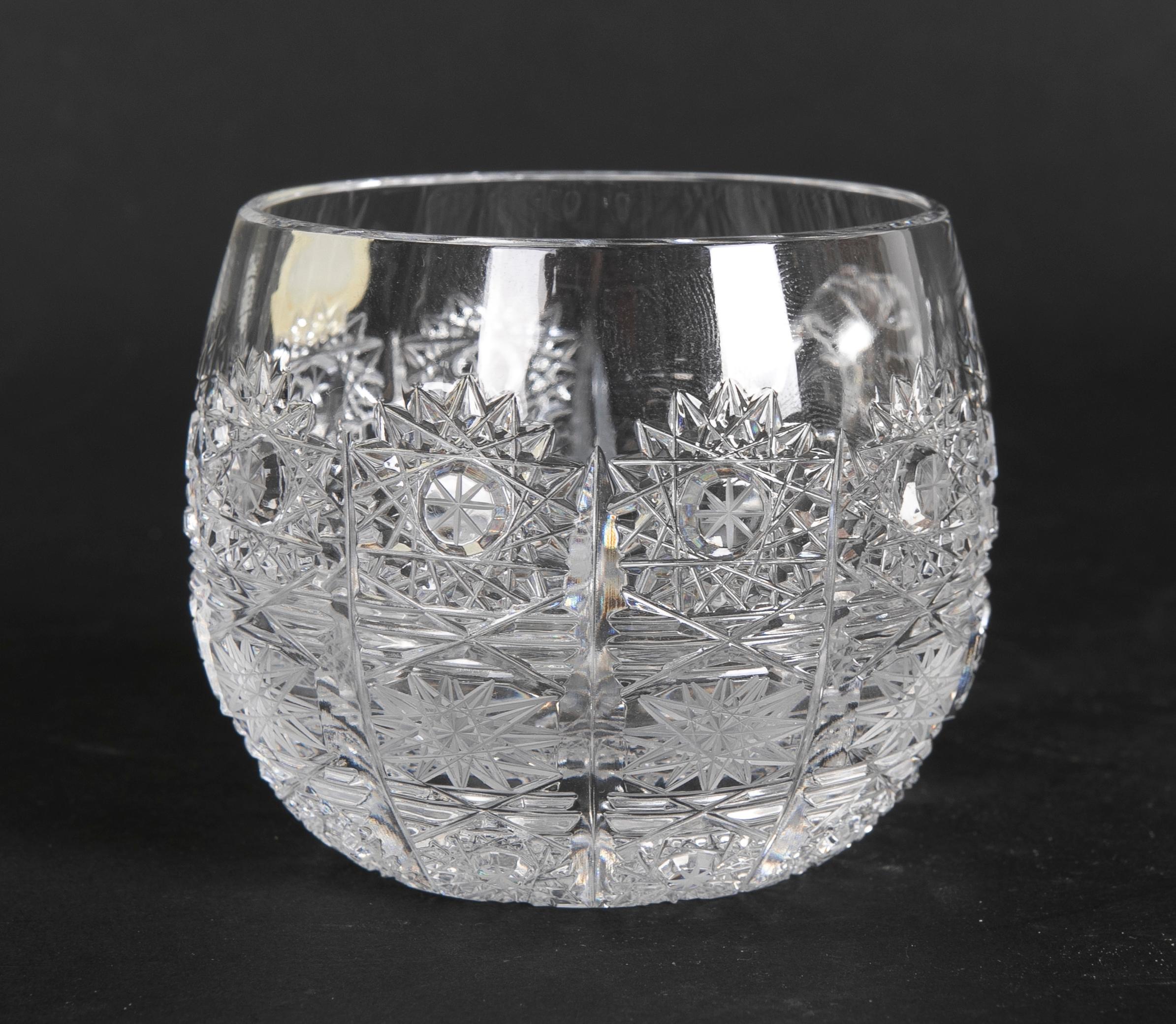 Set of Eleven Small Hand-Cut Bohemian Crystal Glasses  In Good Condition For Sale In Marbella, ES