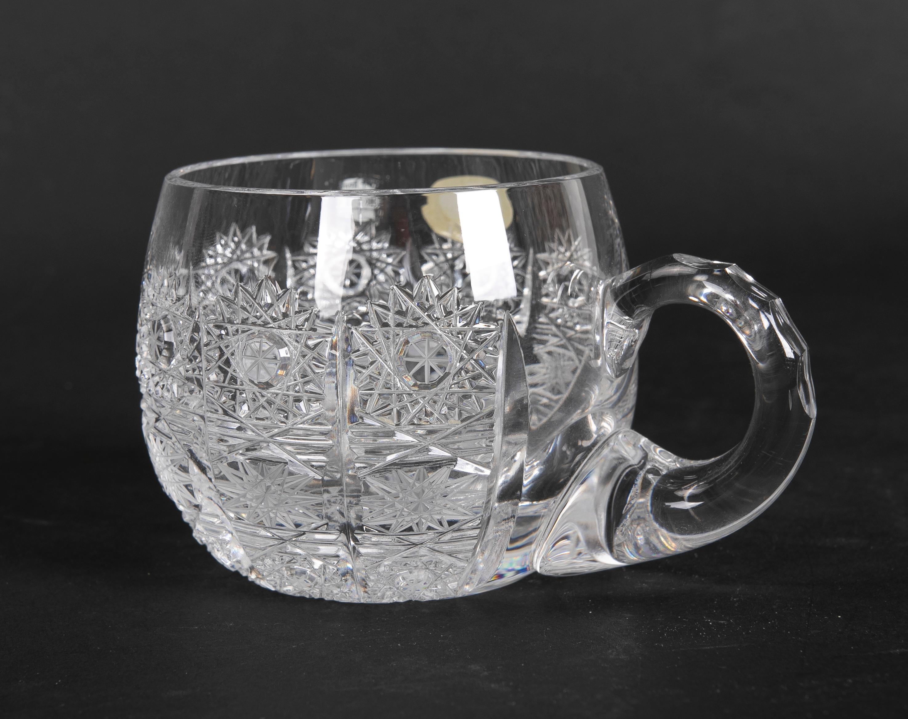 Set of Eleven Small Hand-Cut Bohemian Crystal Glasses  For Sale 1