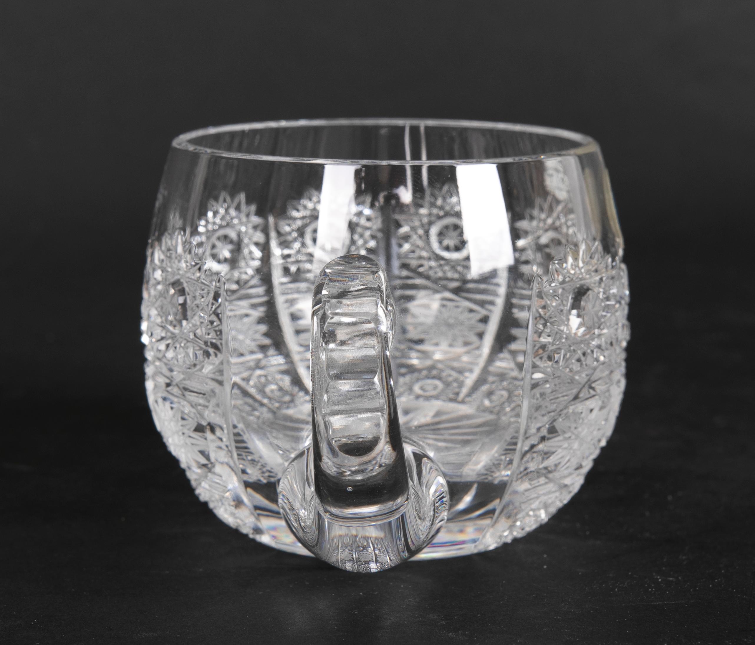 Set of Eleven Small Hand-Cut Bohemian Crystal Glasses For Sale 2