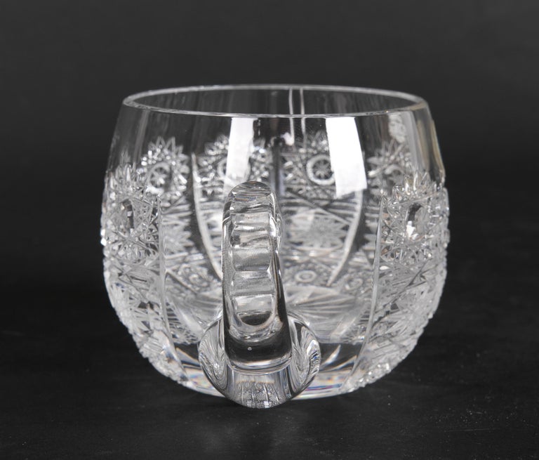 Set of Eleven Small HandCut Bohemian Crystal Glasses For Sale at