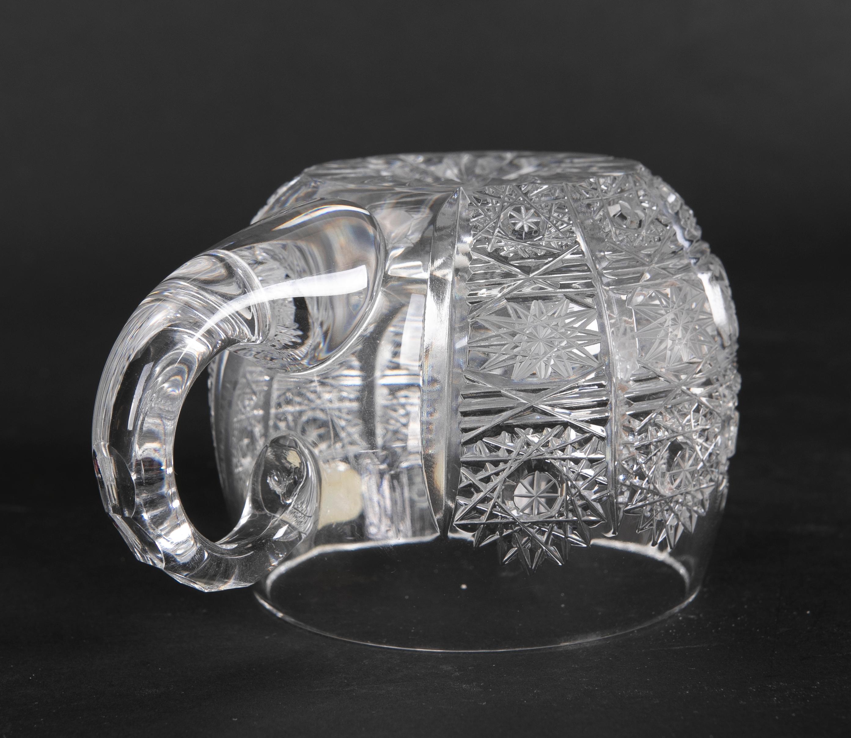 Set of Eleven Small Hand-Cut Bohemian Crystal Glasses For Sale 3