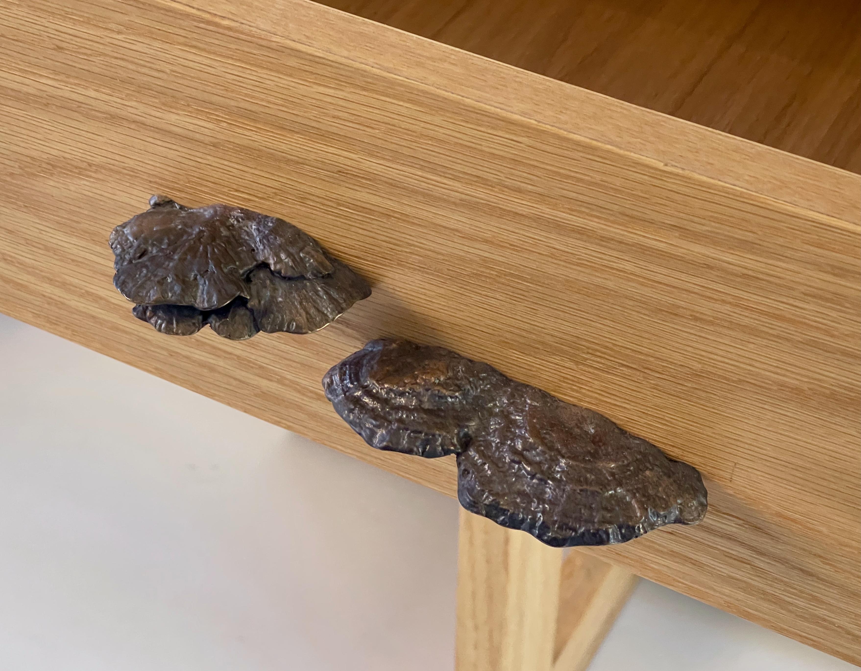 Set of Elm Branch Bedside Tables by Chris Lehrecke with Bronze Mushroom Handles For Sale 4