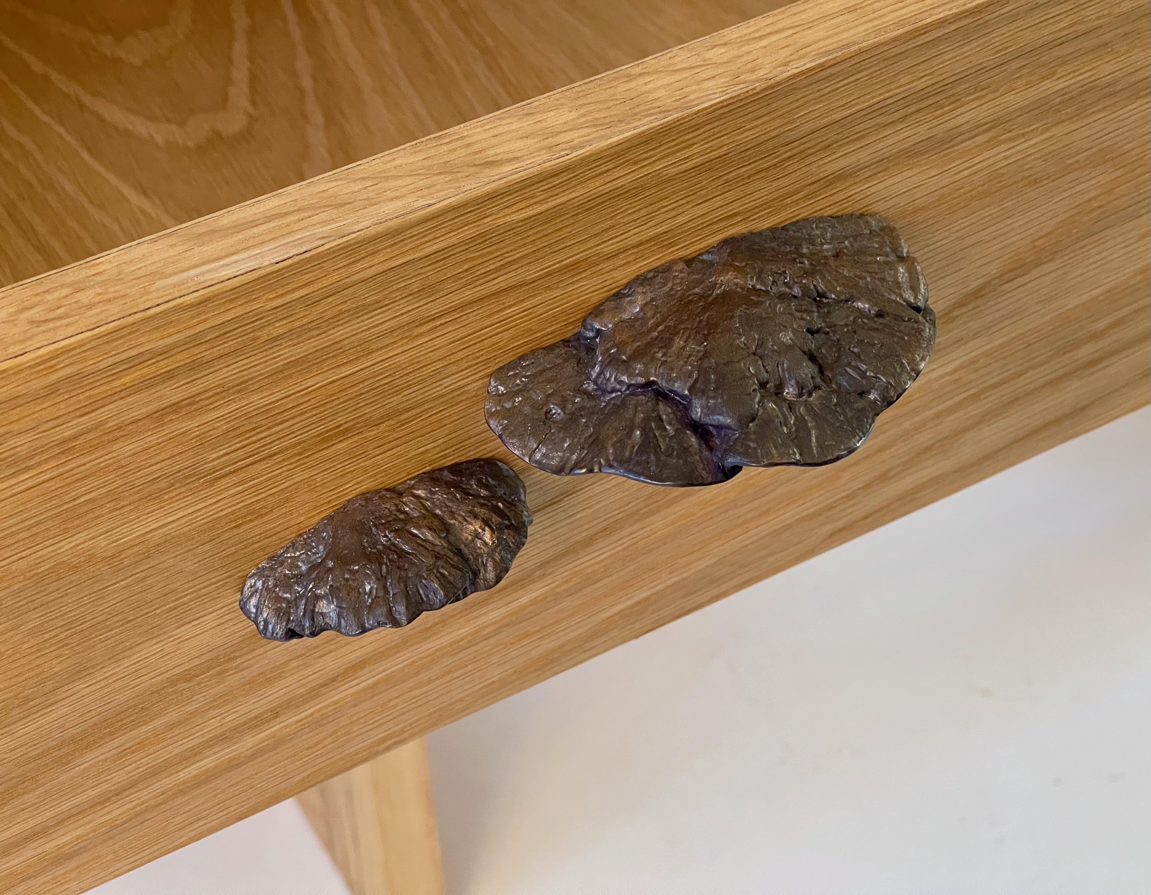 Set of Elm Branch Bedside Tables by Chris Lehrecke with Bronze Mushroom Handles For Sale 5