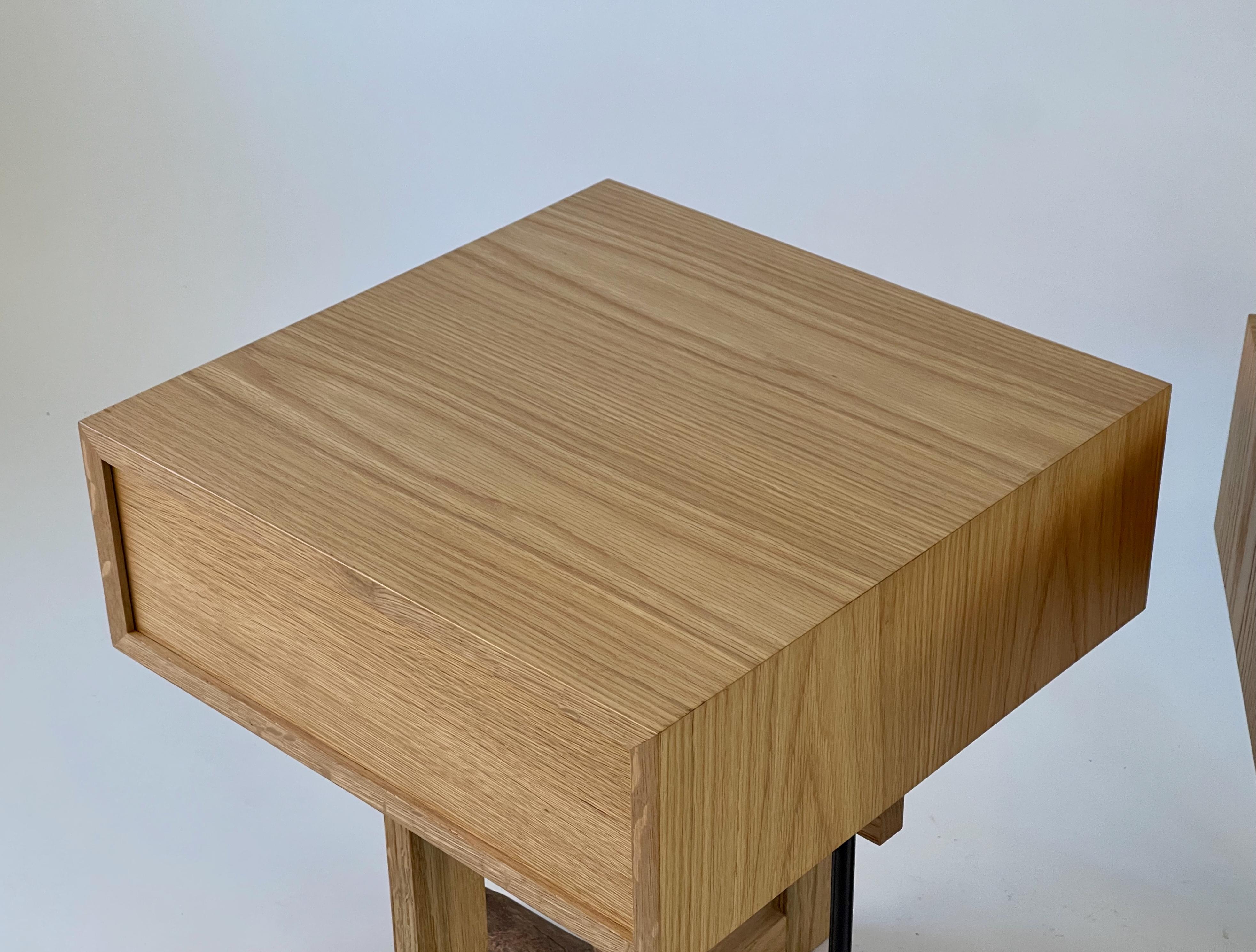 Set of Elm Branch Bedside Tables by Chris Lehrecke with Bronze Mushroom Handles For Sale 10